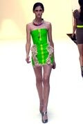 Green panel lace mini dress