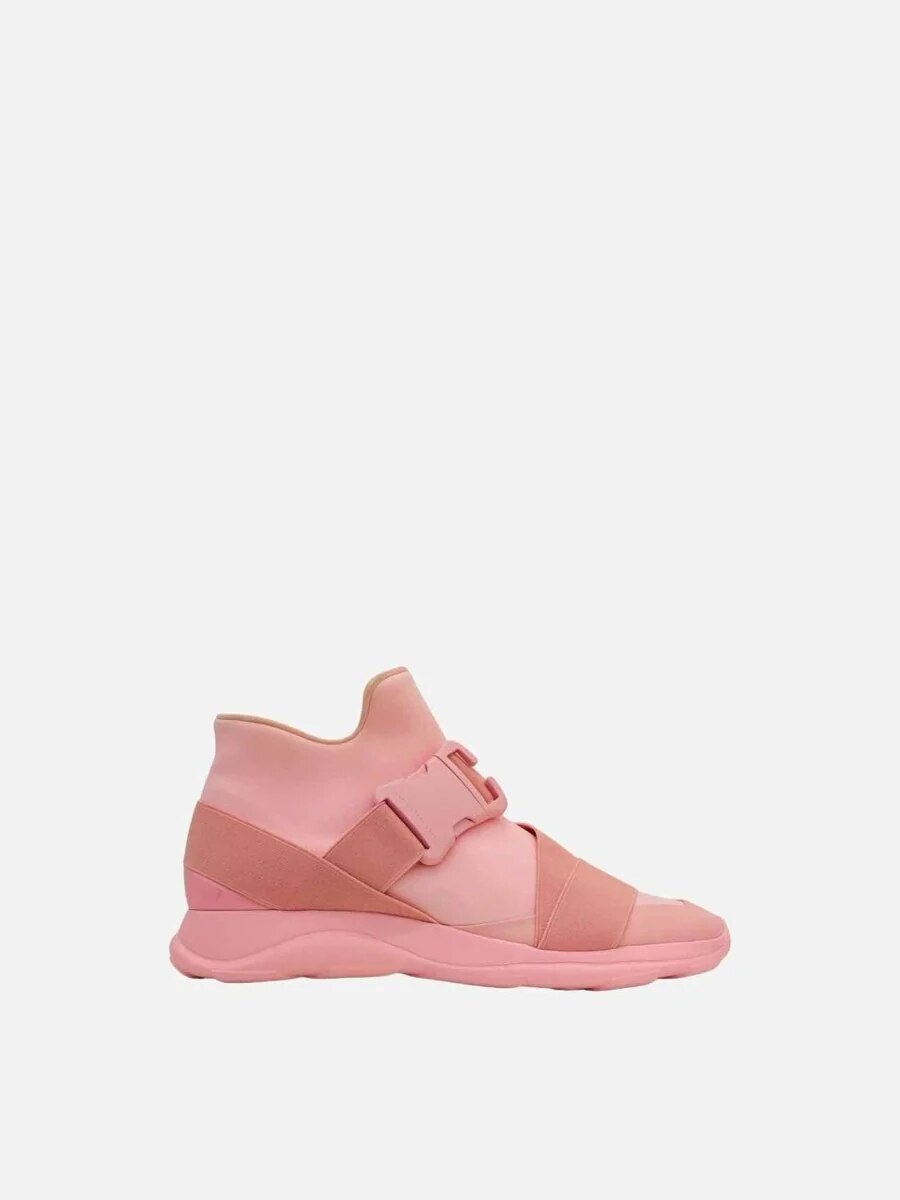 Pink high-top safety-buckle trainer