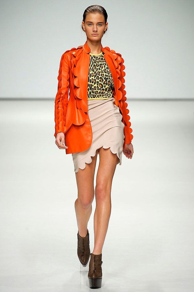 Orange cardigan over scallop mini