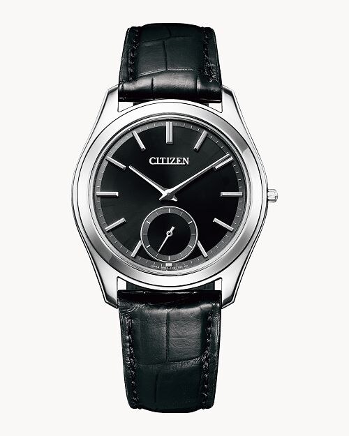 black dial and leather strap