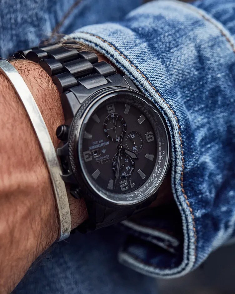 black bracelet on wrist