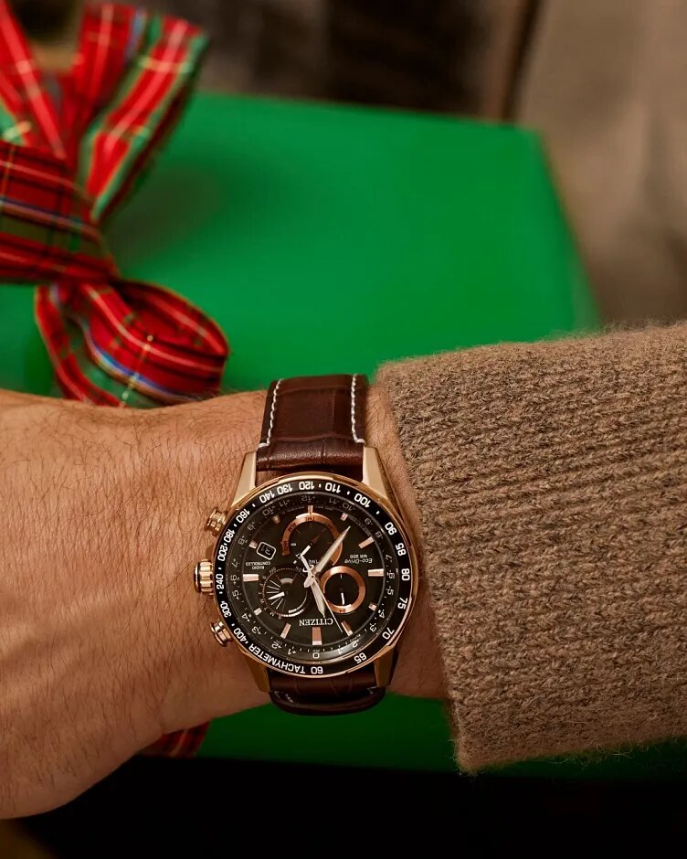 brown leather strap on wrist