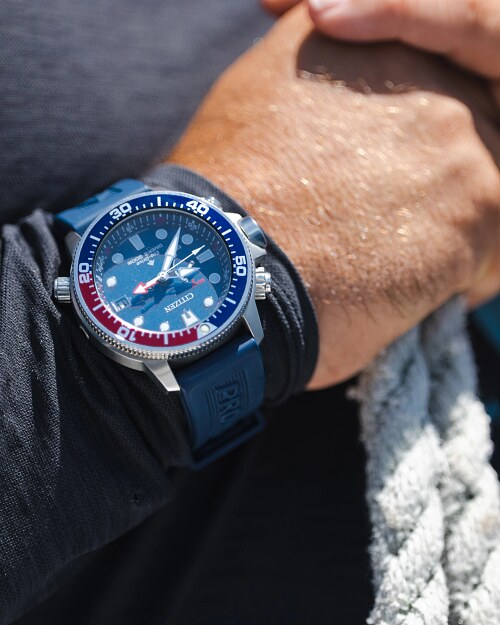 case and rubber strap on wrist