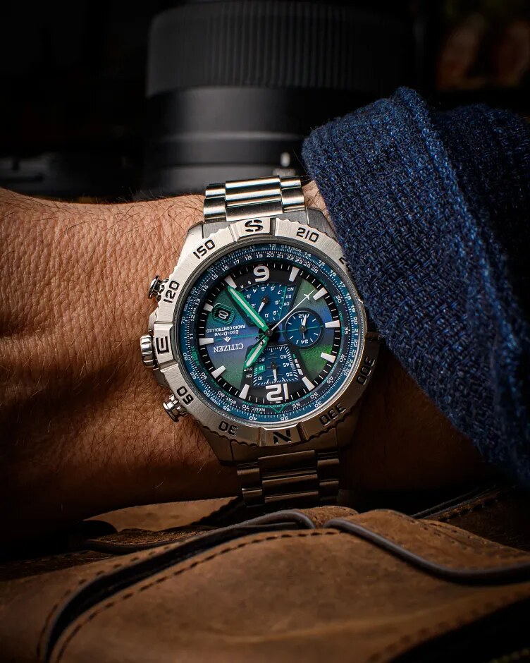 dial and bracelet on wrist