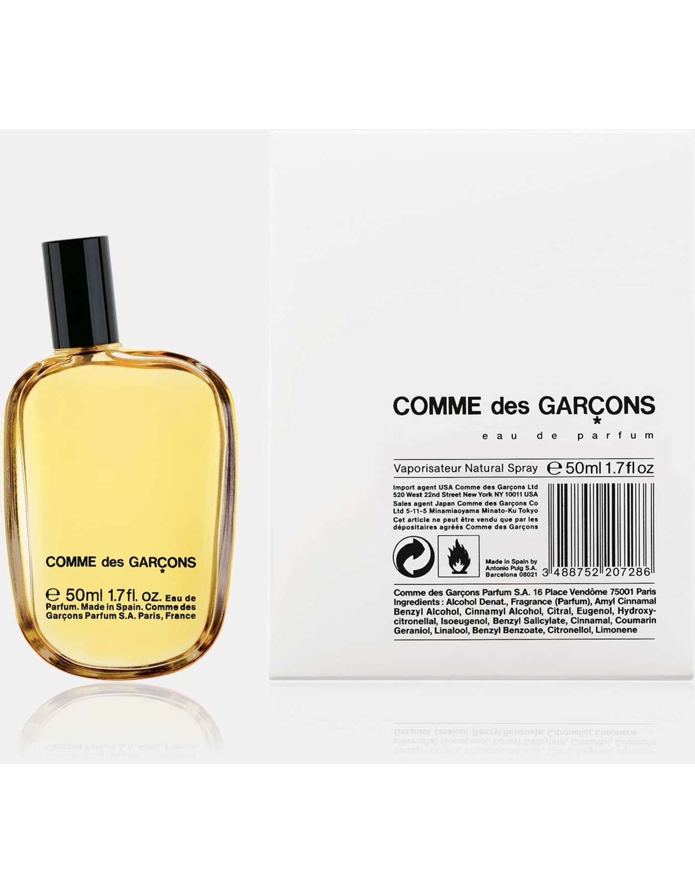 Comme des Garçons Eau de Parfum carton and product packaging
