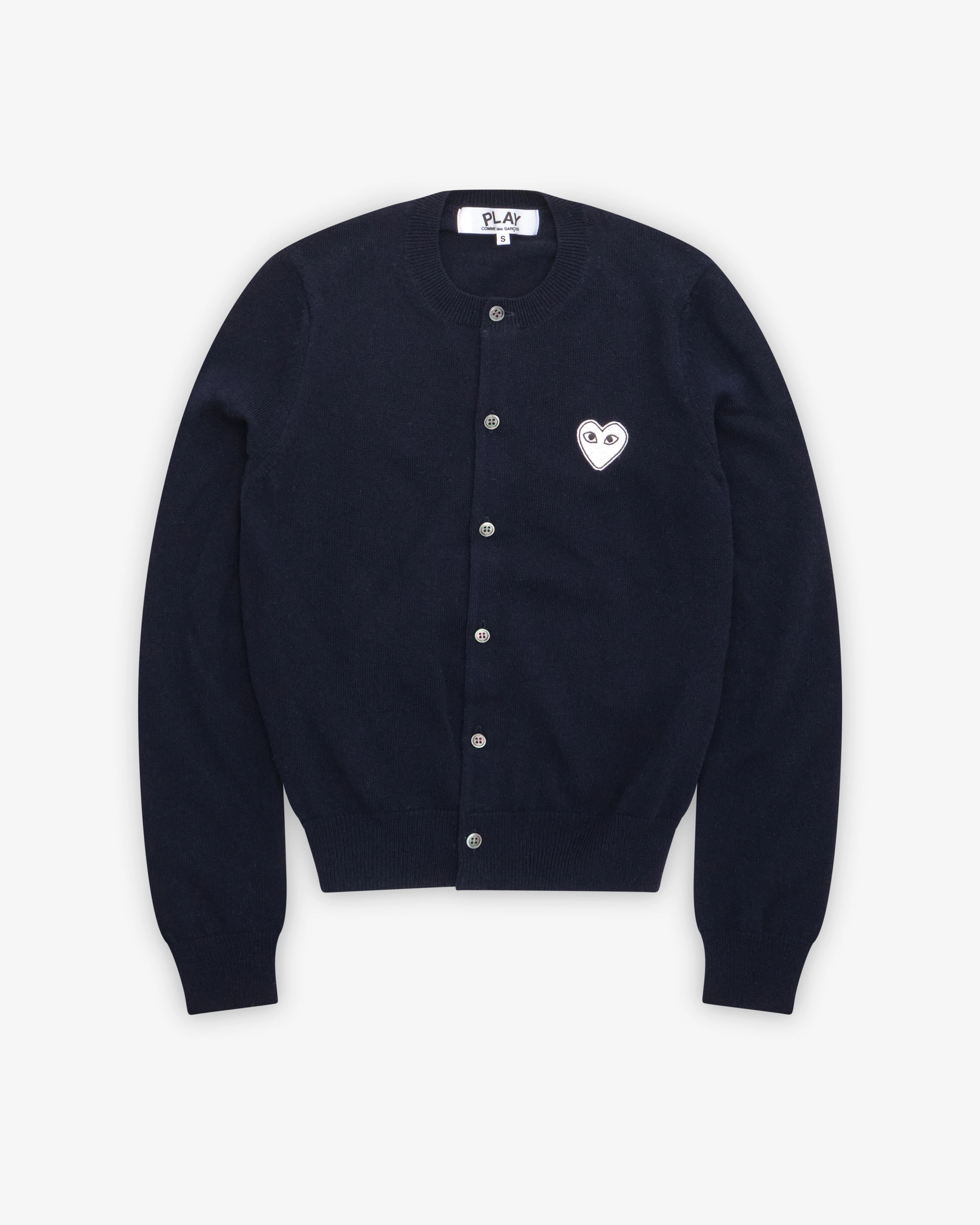 navy white-heart cardigan
