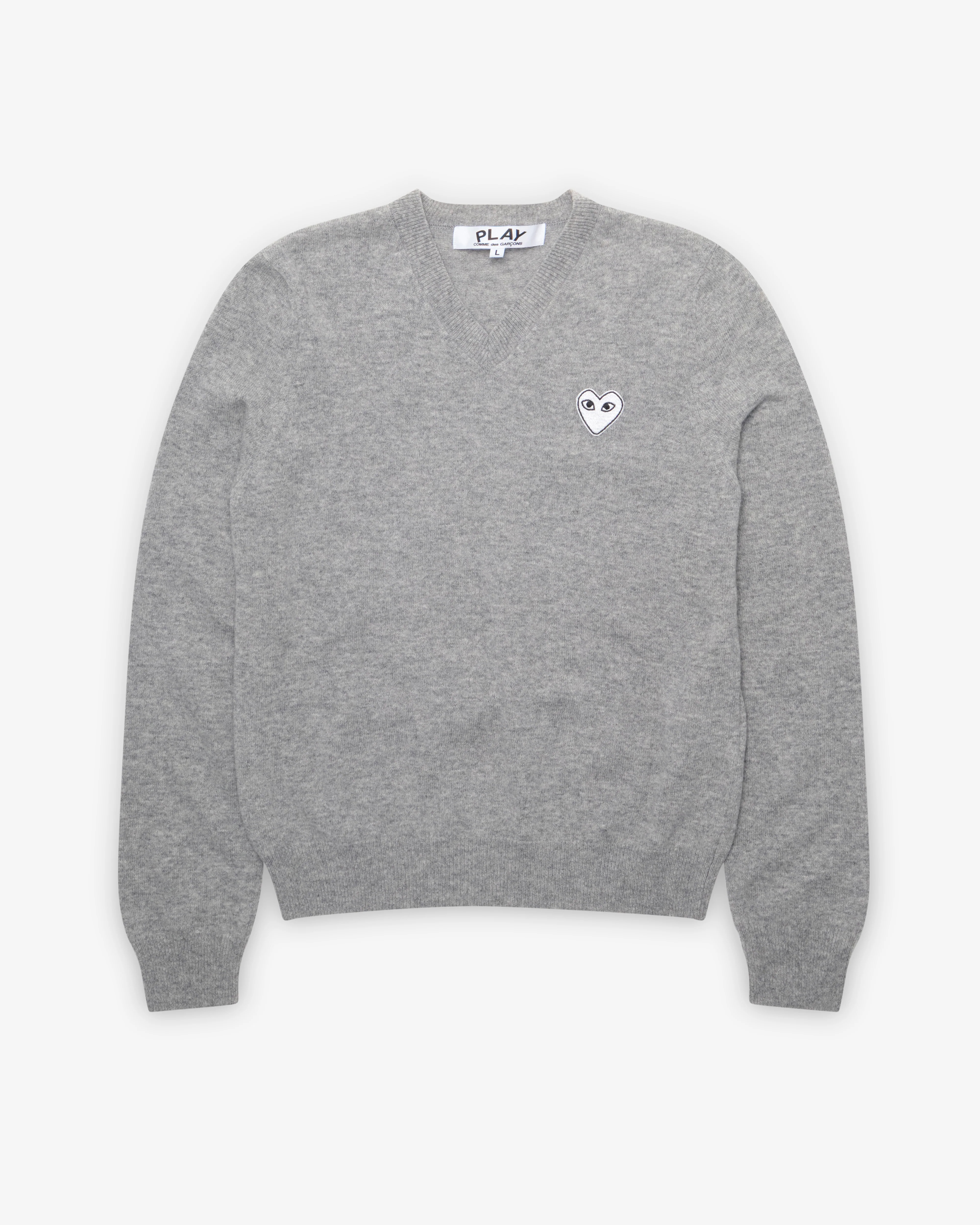 light grey white-heart V-neck