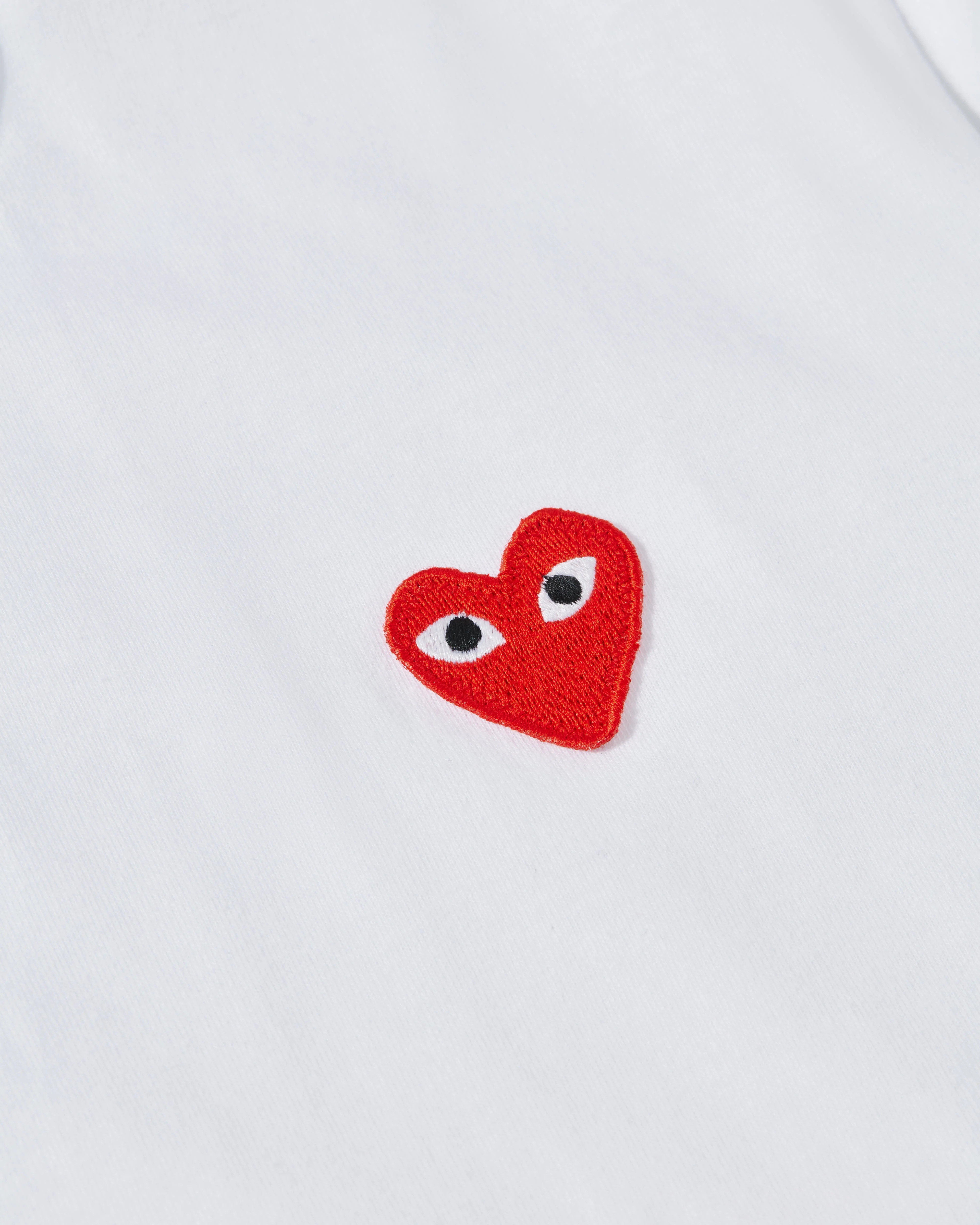 white red-heart chest patch
