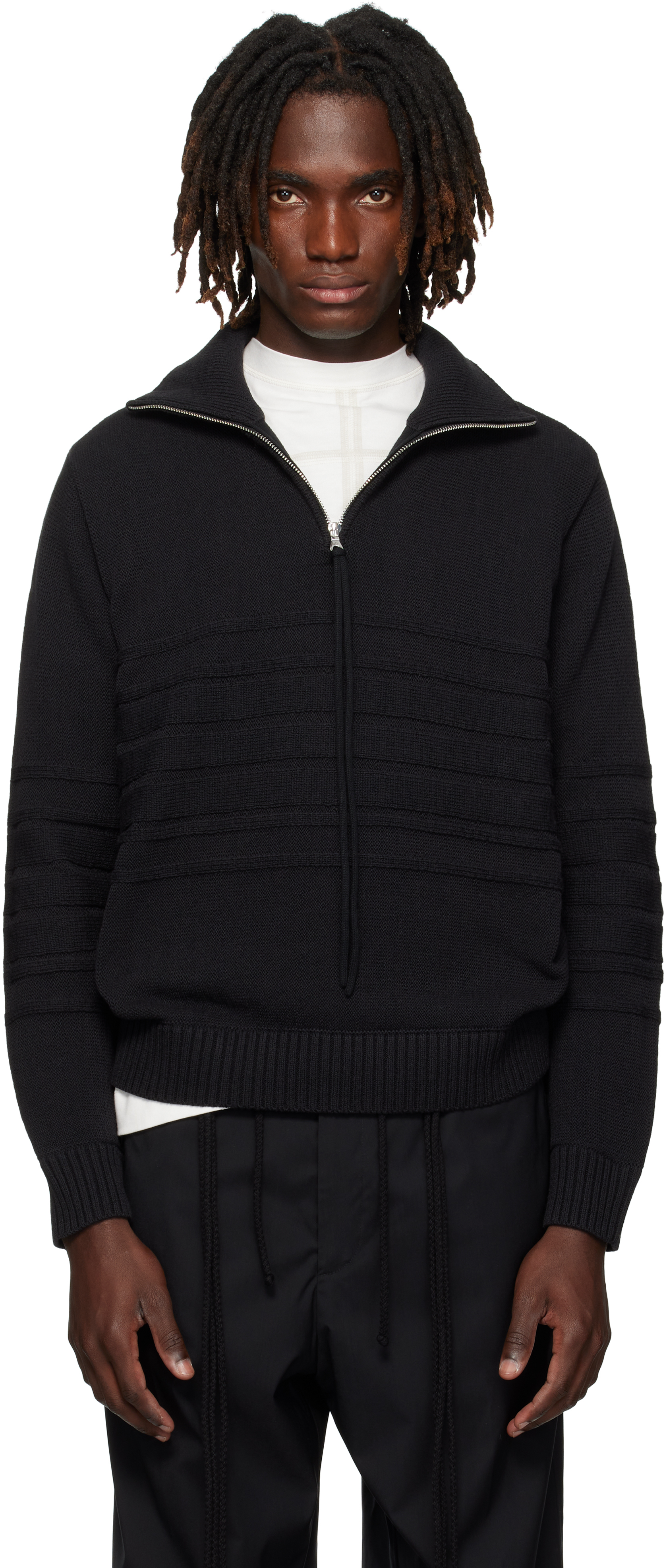 Black Tape Knit Polo