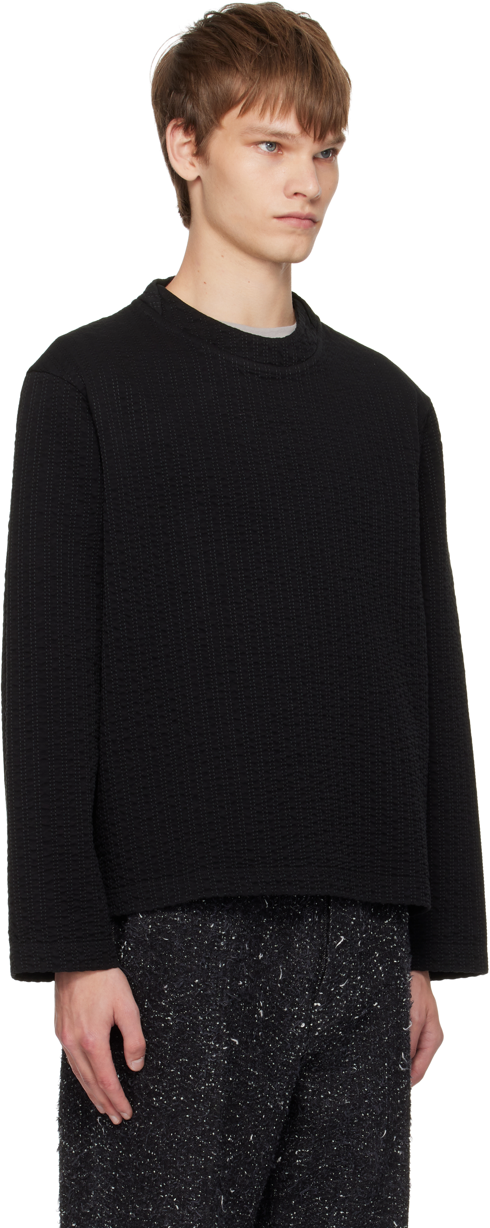 black linestitch smock side