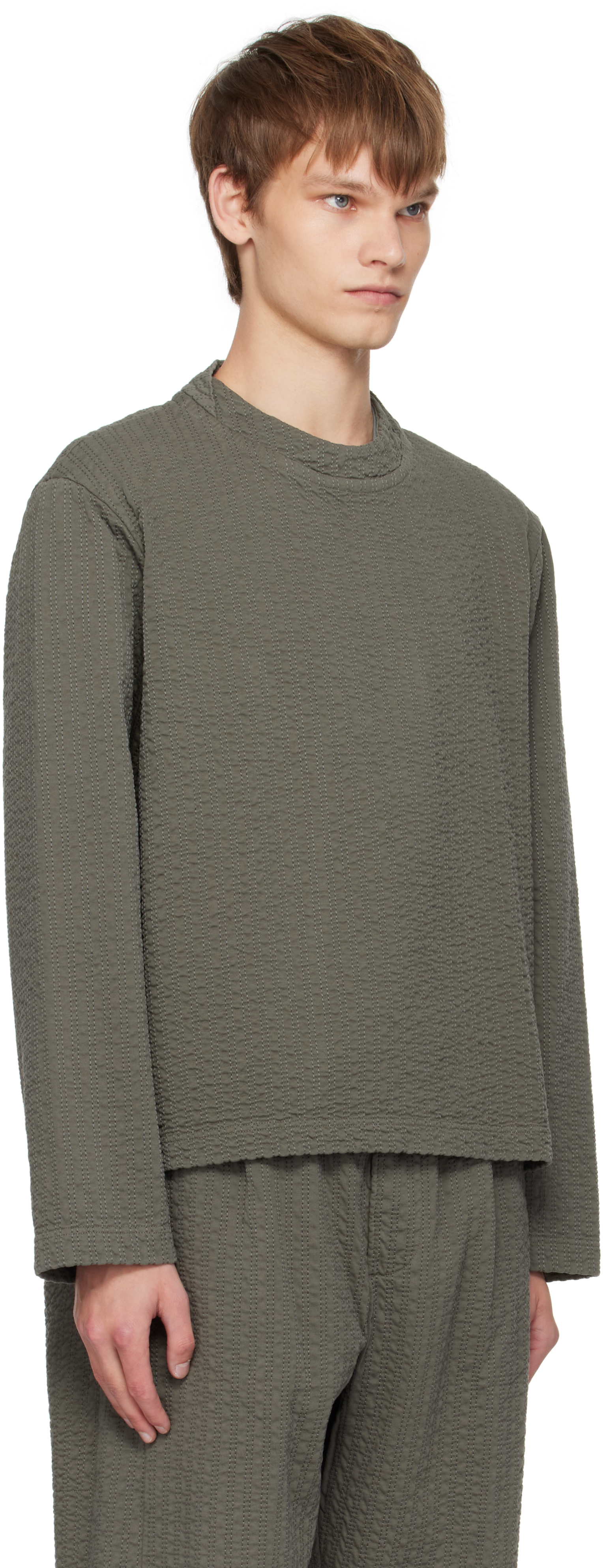 olive linestitch smock side