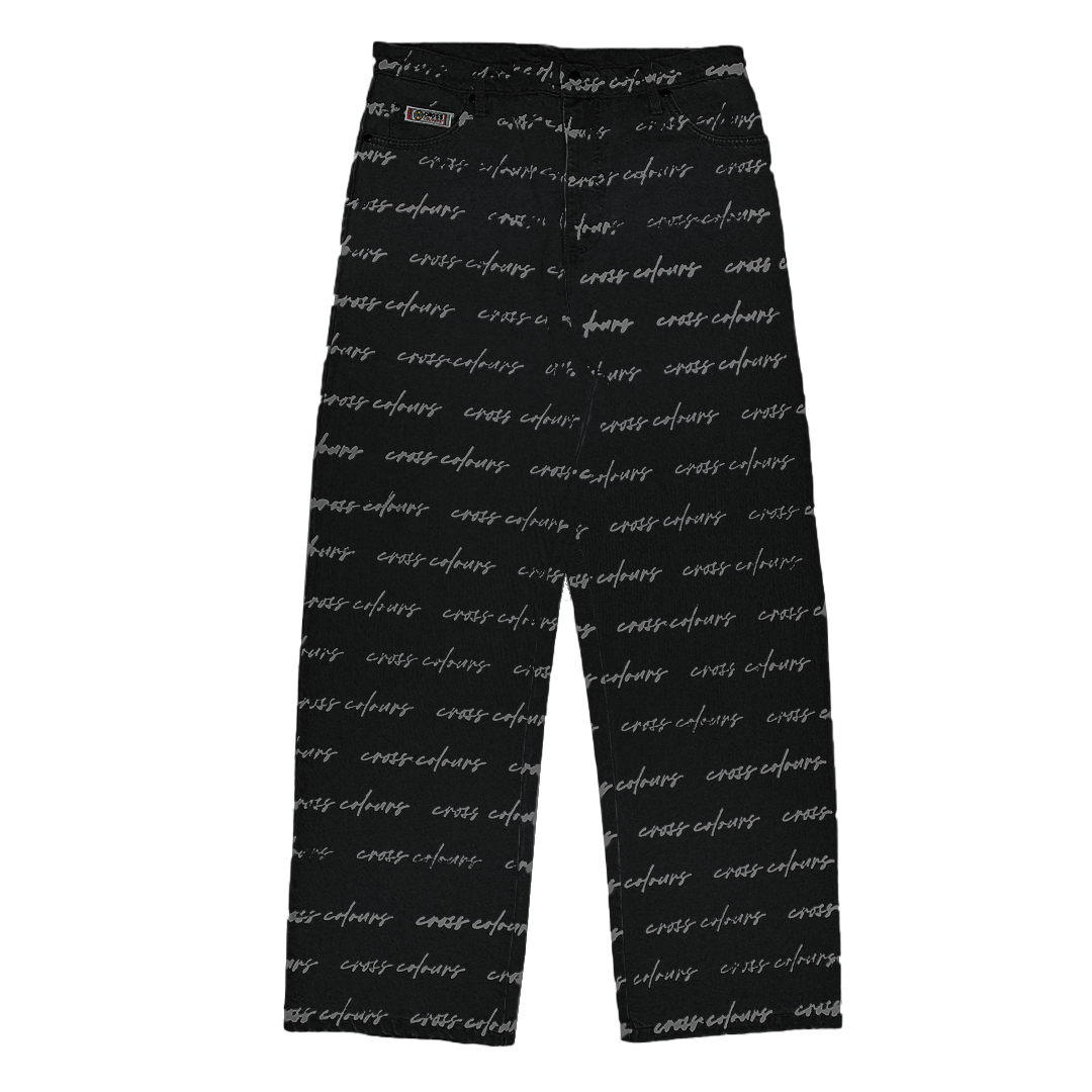 Signature Print Wide Leg Jeans