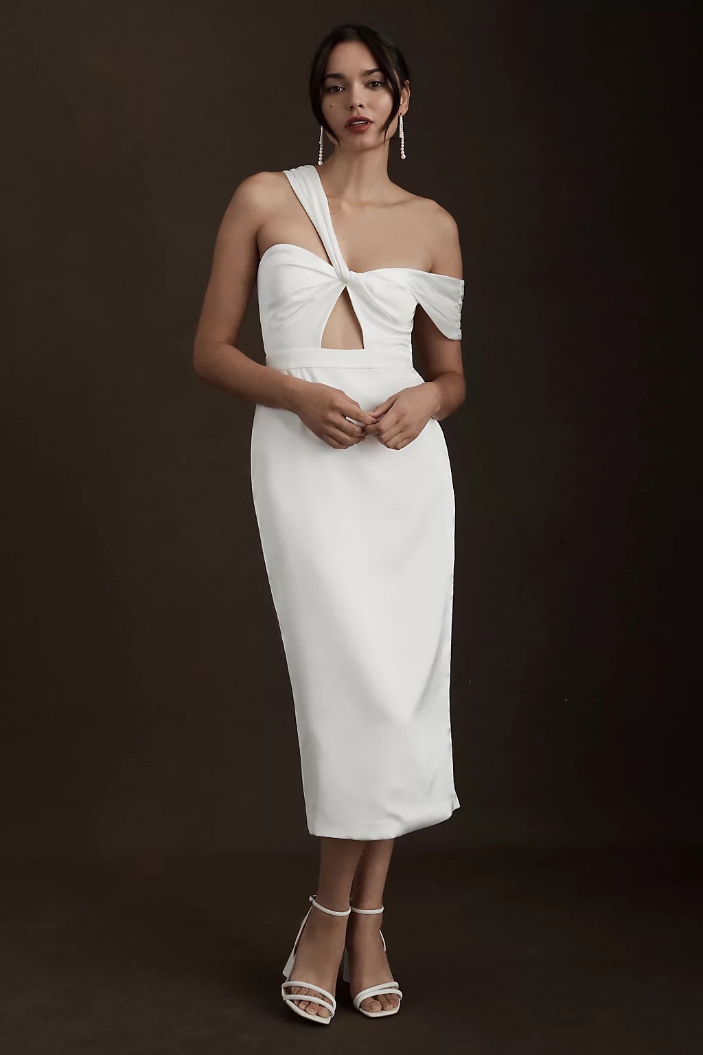 Astaire asymmetrical off-the-shoulder cutout sheath