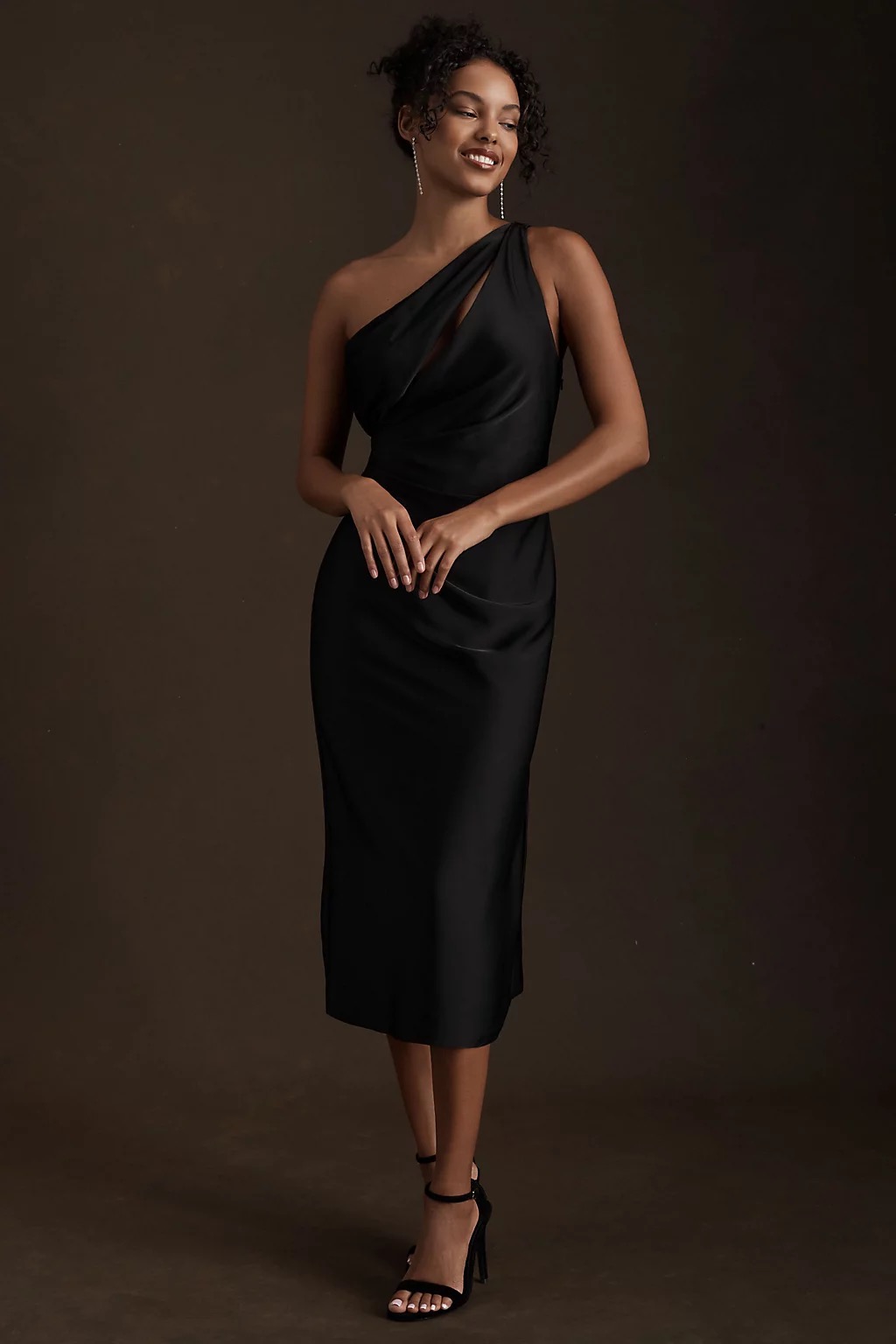 Adella one-shoulder cutout sheath in a product view