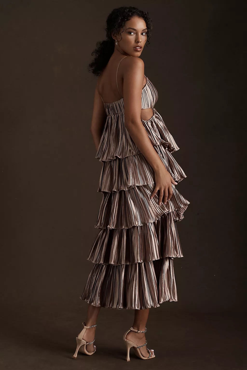 Pleated V-neck cutout midi from the Carly Cushnie bridal capsule