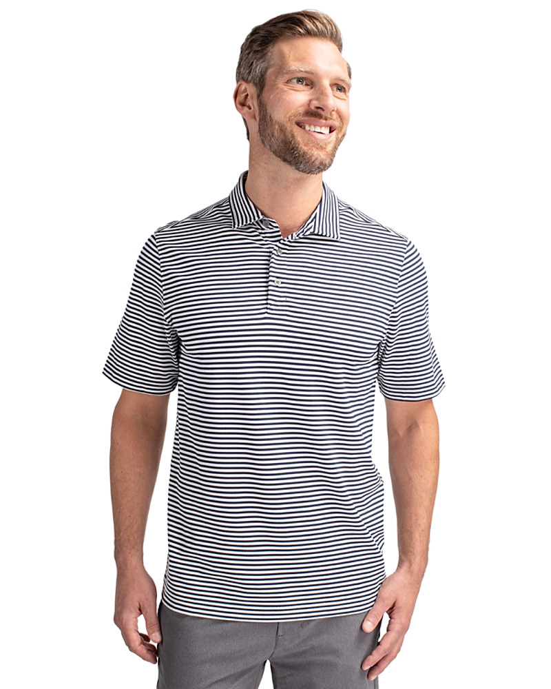 Virtue Recycled Stripe Featherlight Pique Polo