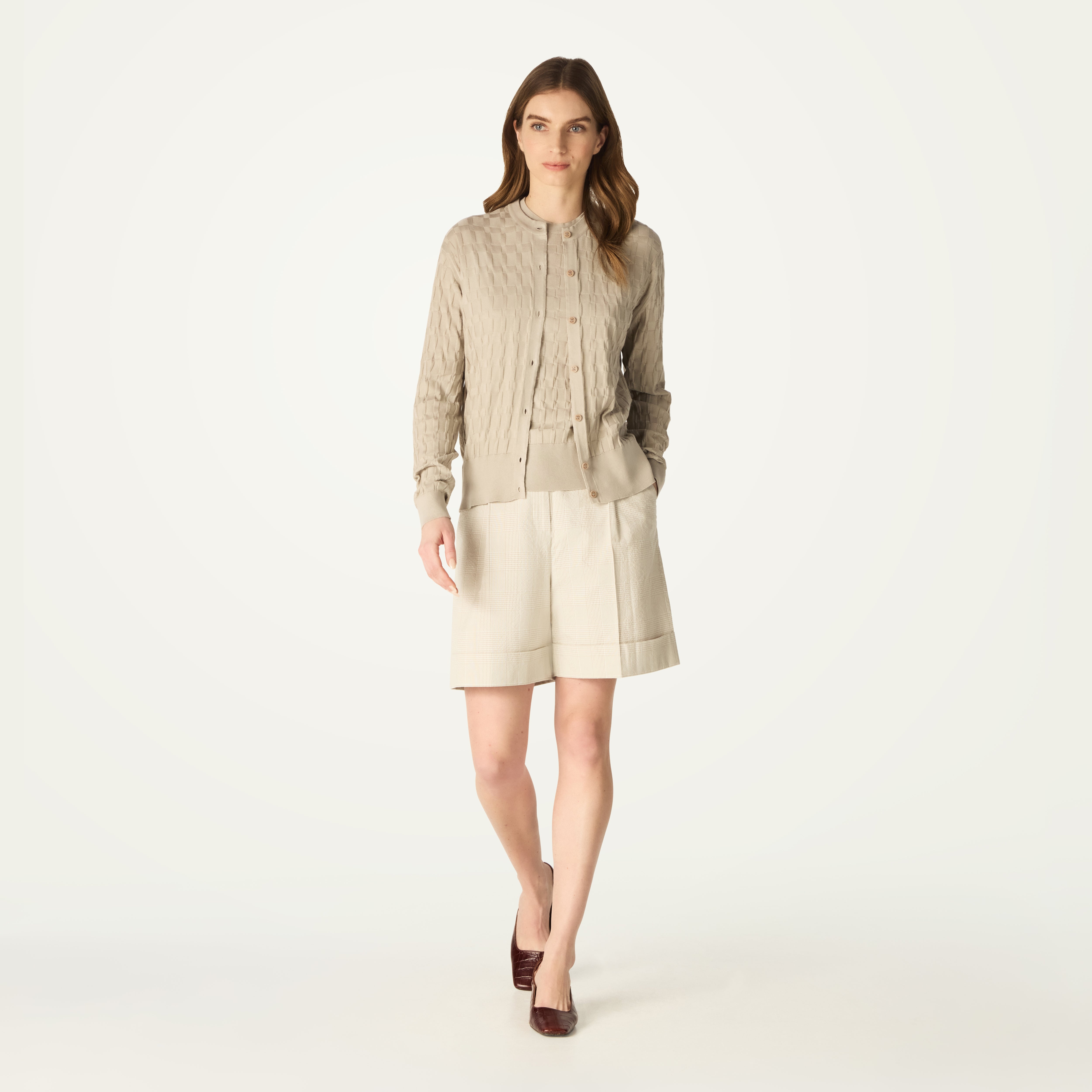 John Smedley House Check Cardigan