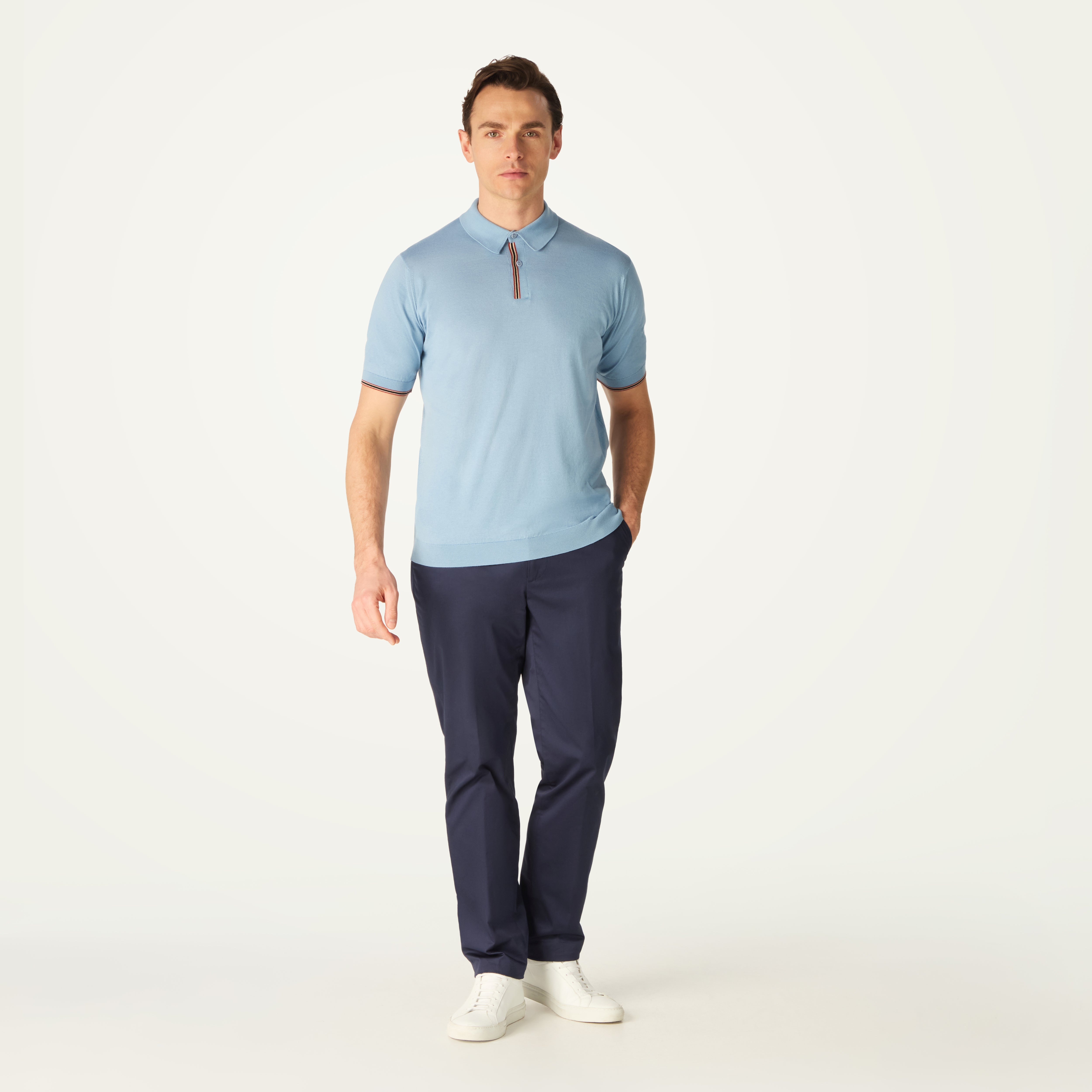 John Smedley House Stripe Polo Knit