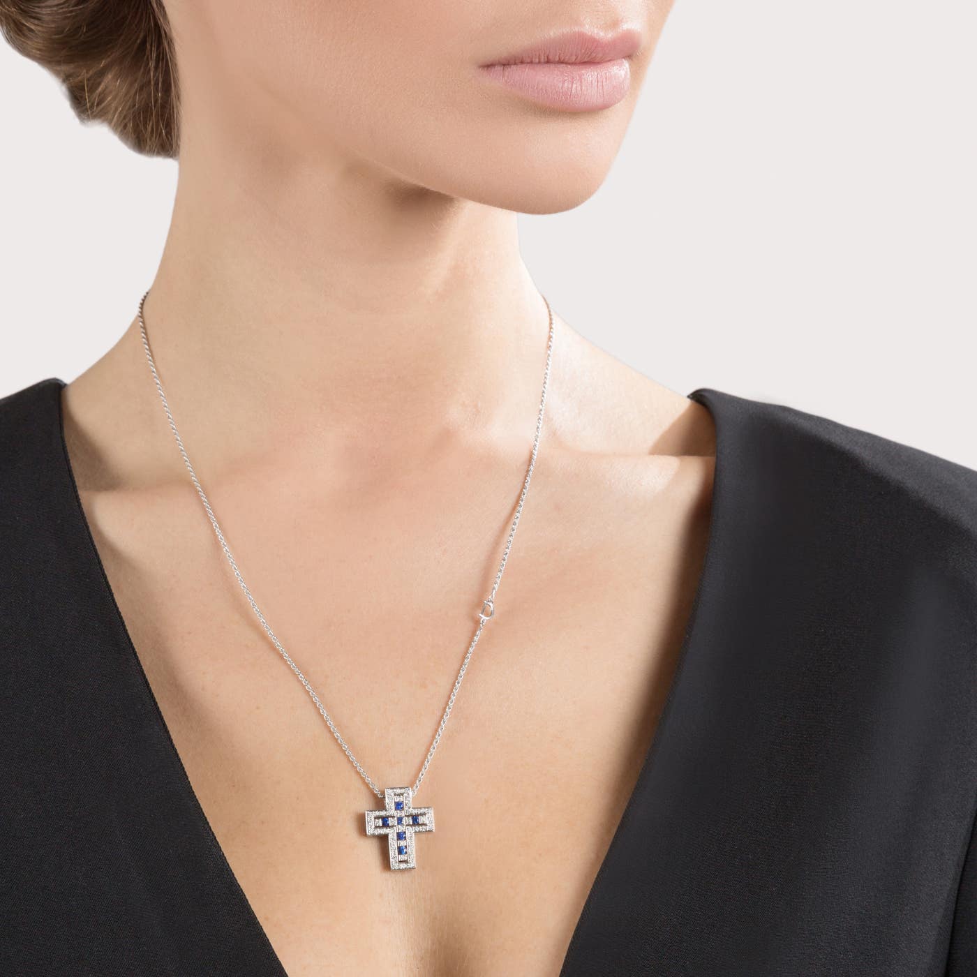 Belle Époque pendant worn as a delicate neckline piece
