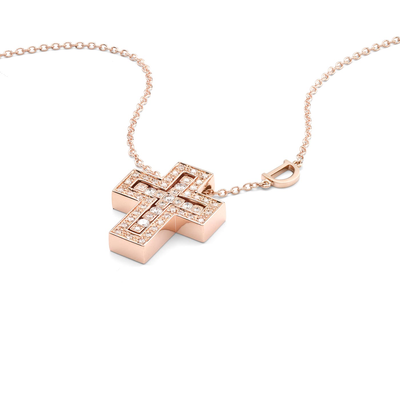 Reel pendant shown at an angle with chain