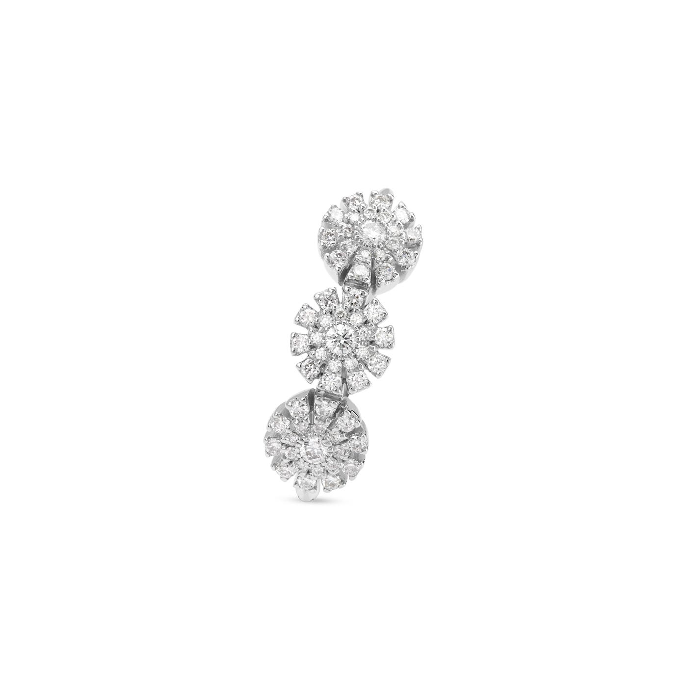Diamond flower ring shown from the side