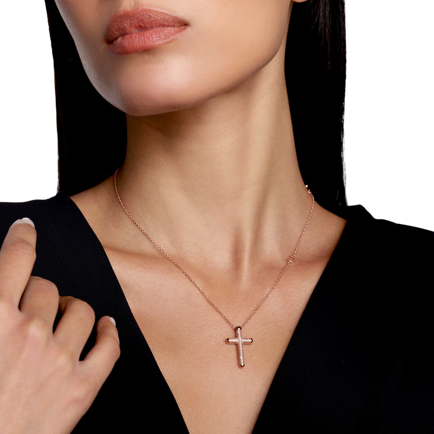 Metropolitan cross worn at a black neckline