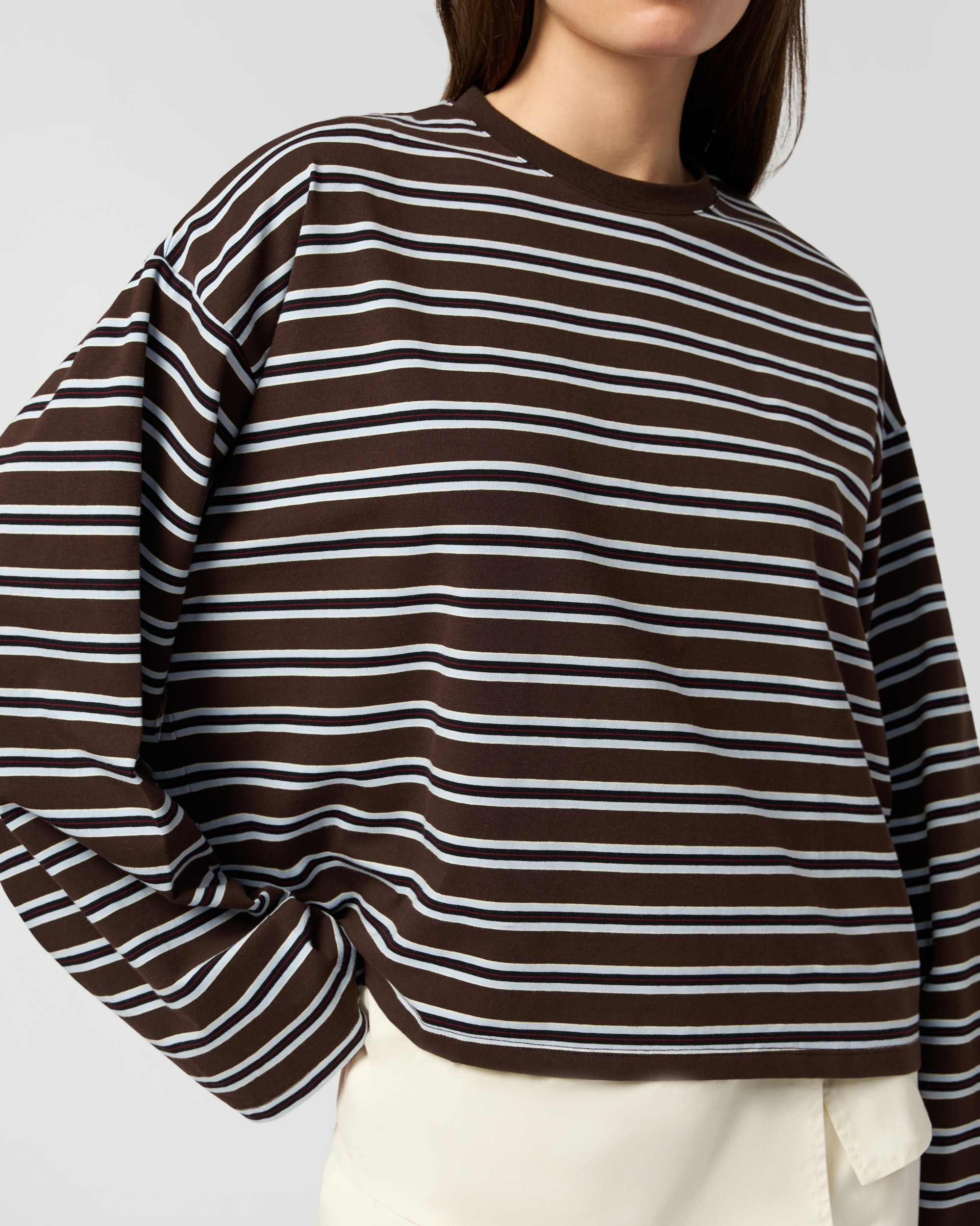 Boxy Oversized Striped Crew Neck Top official angle 5