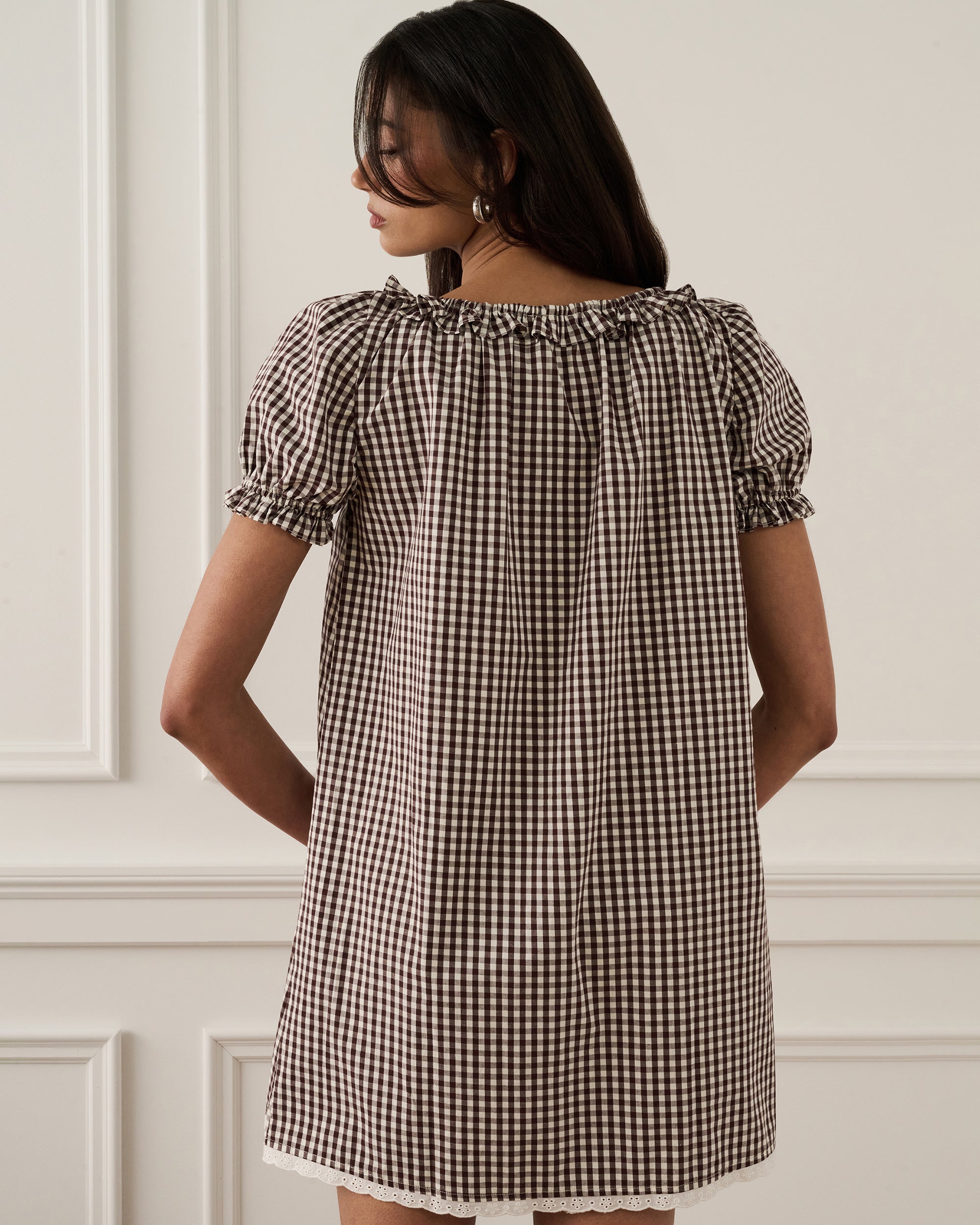 Puff Sleeve Button Up Mini Dress official angle 6