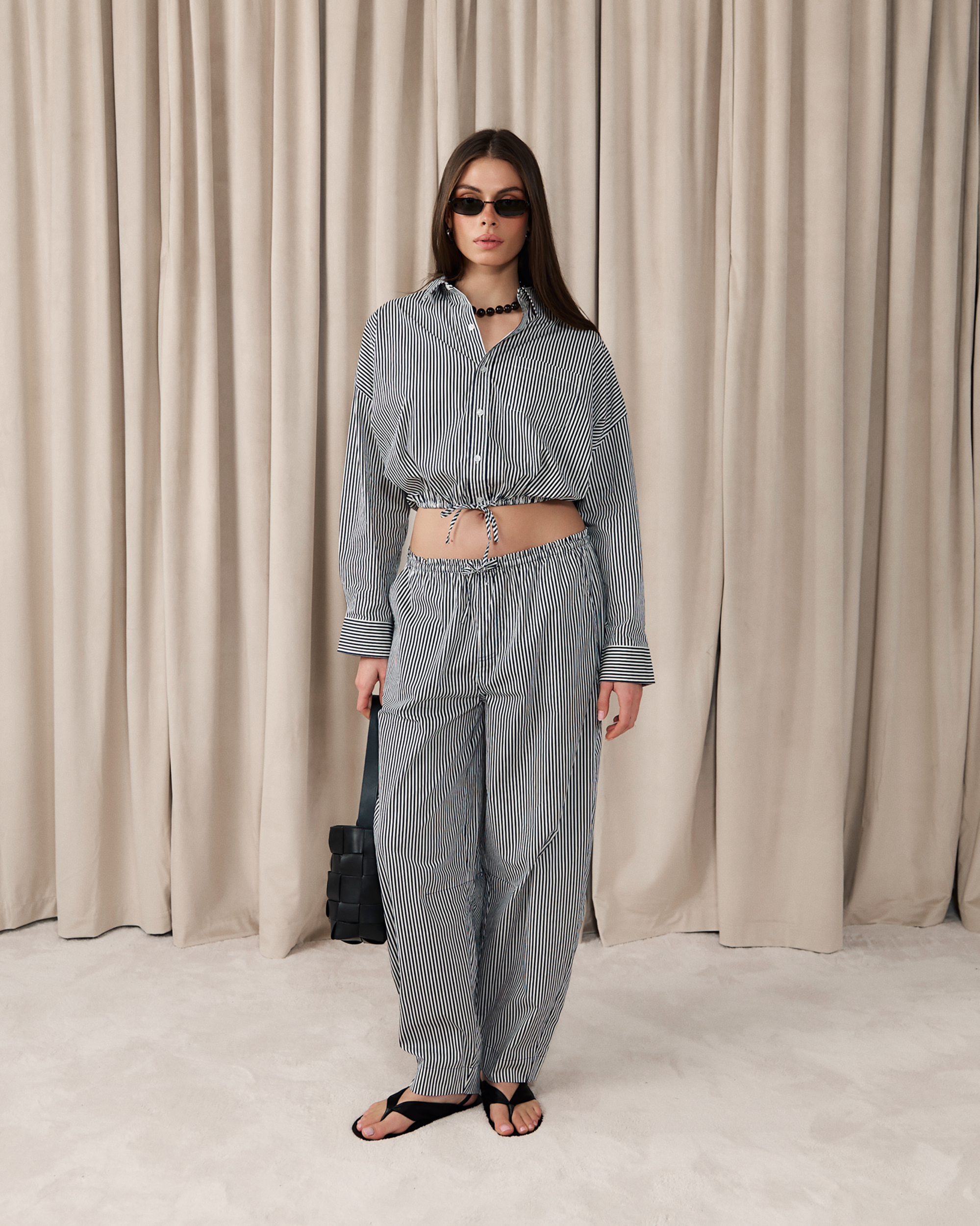 Striped Pull On Balloon Pant