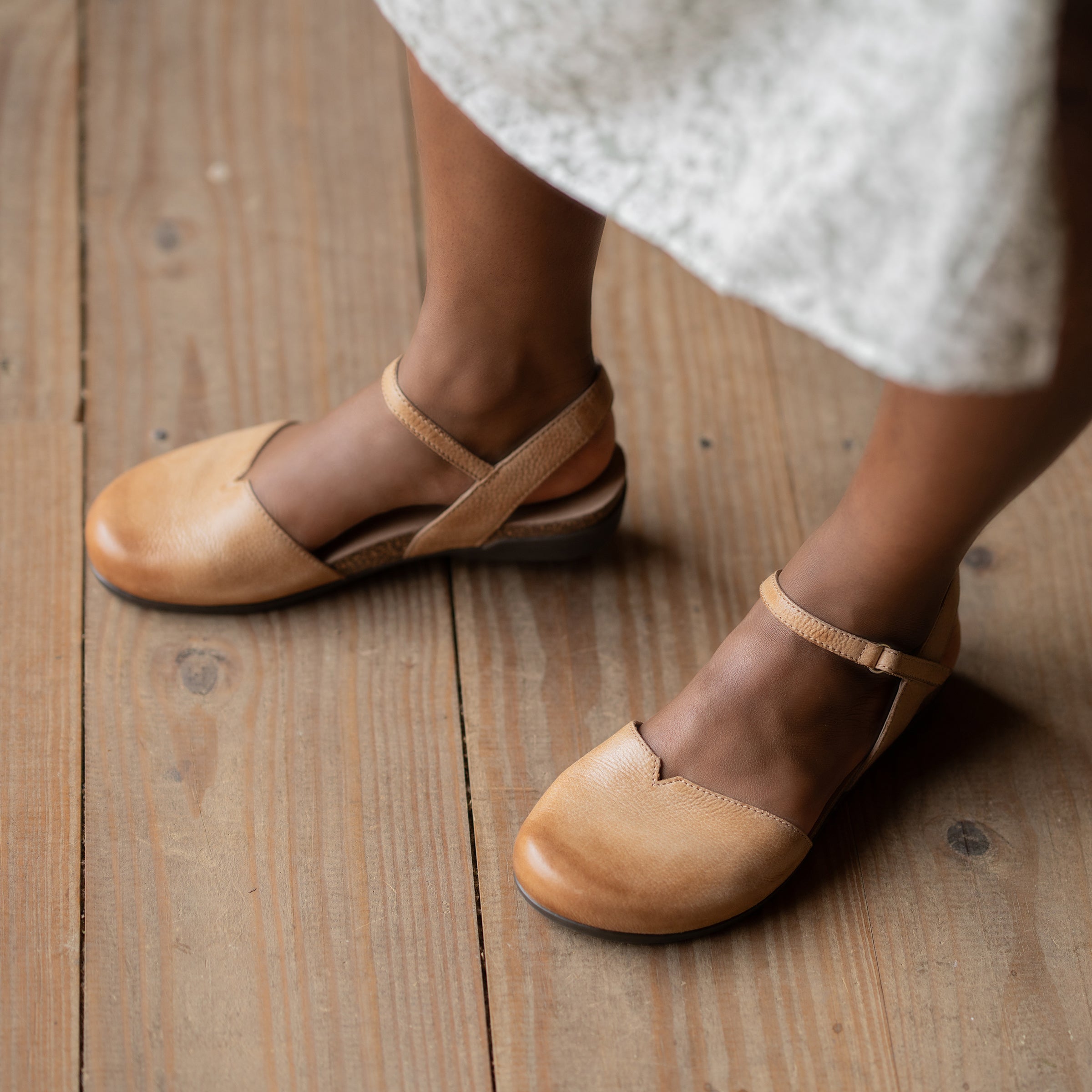 On-foot sandal view with ankle strap