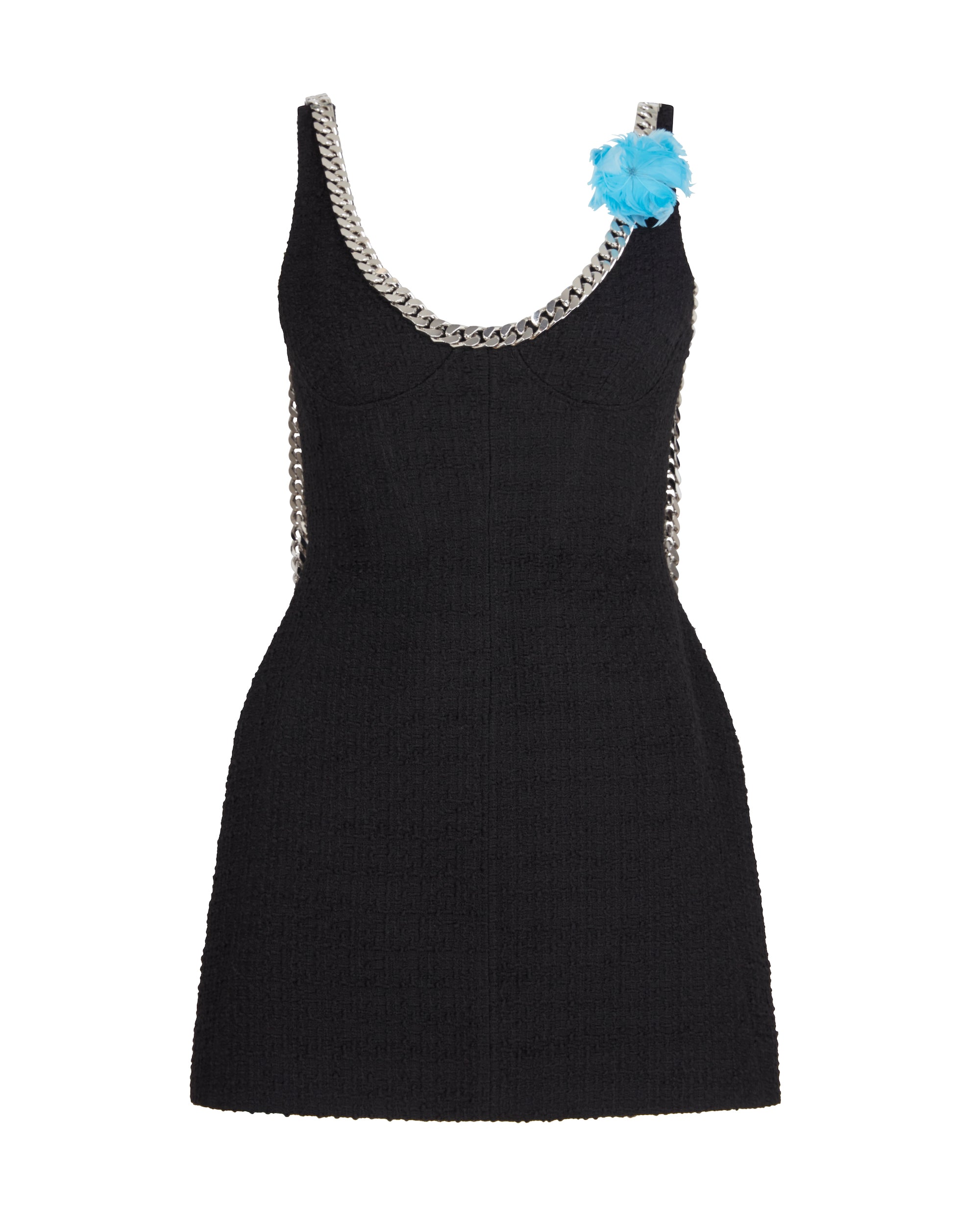 Feather Flower & Chain Mini Dress