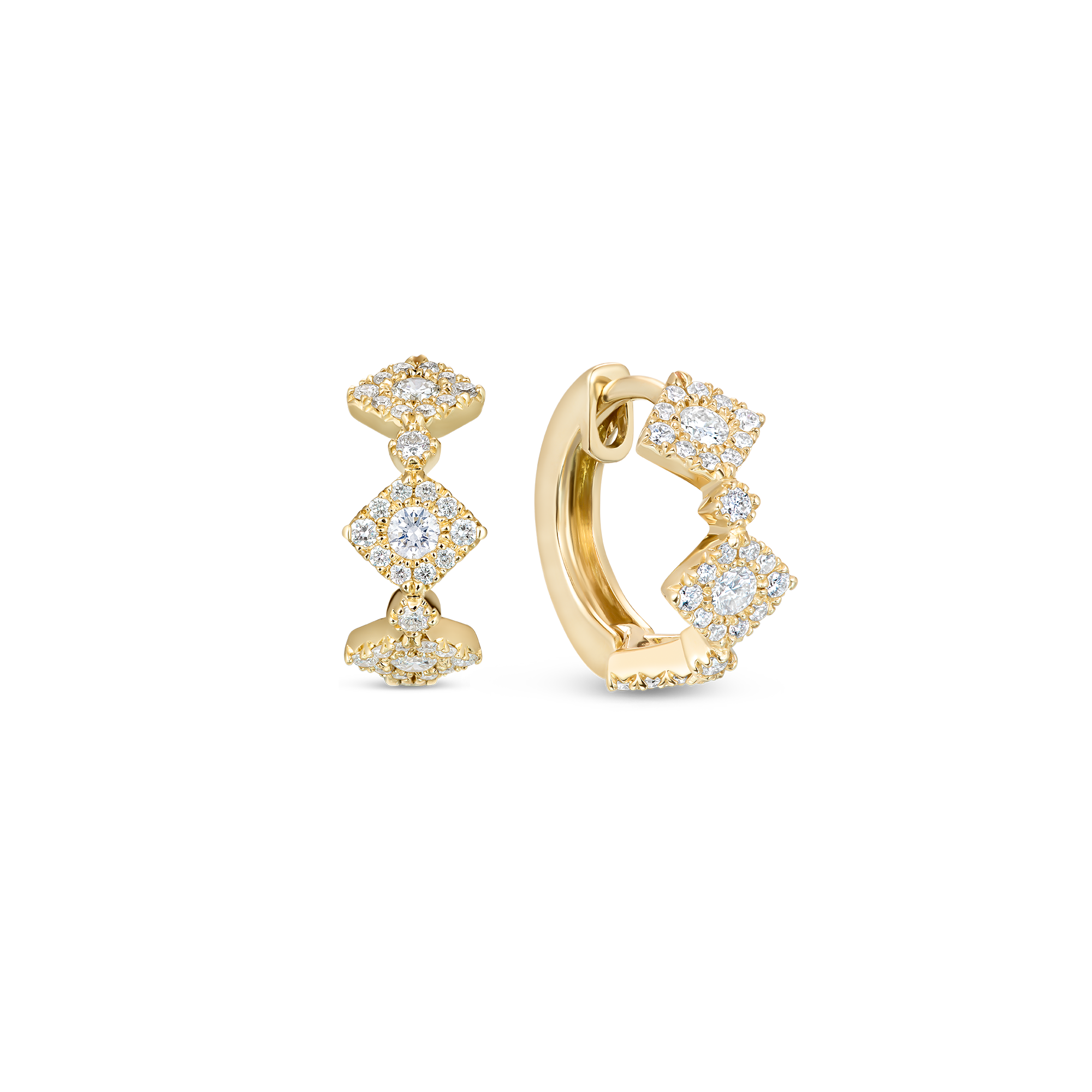 Triolette square diamond hoops, front
