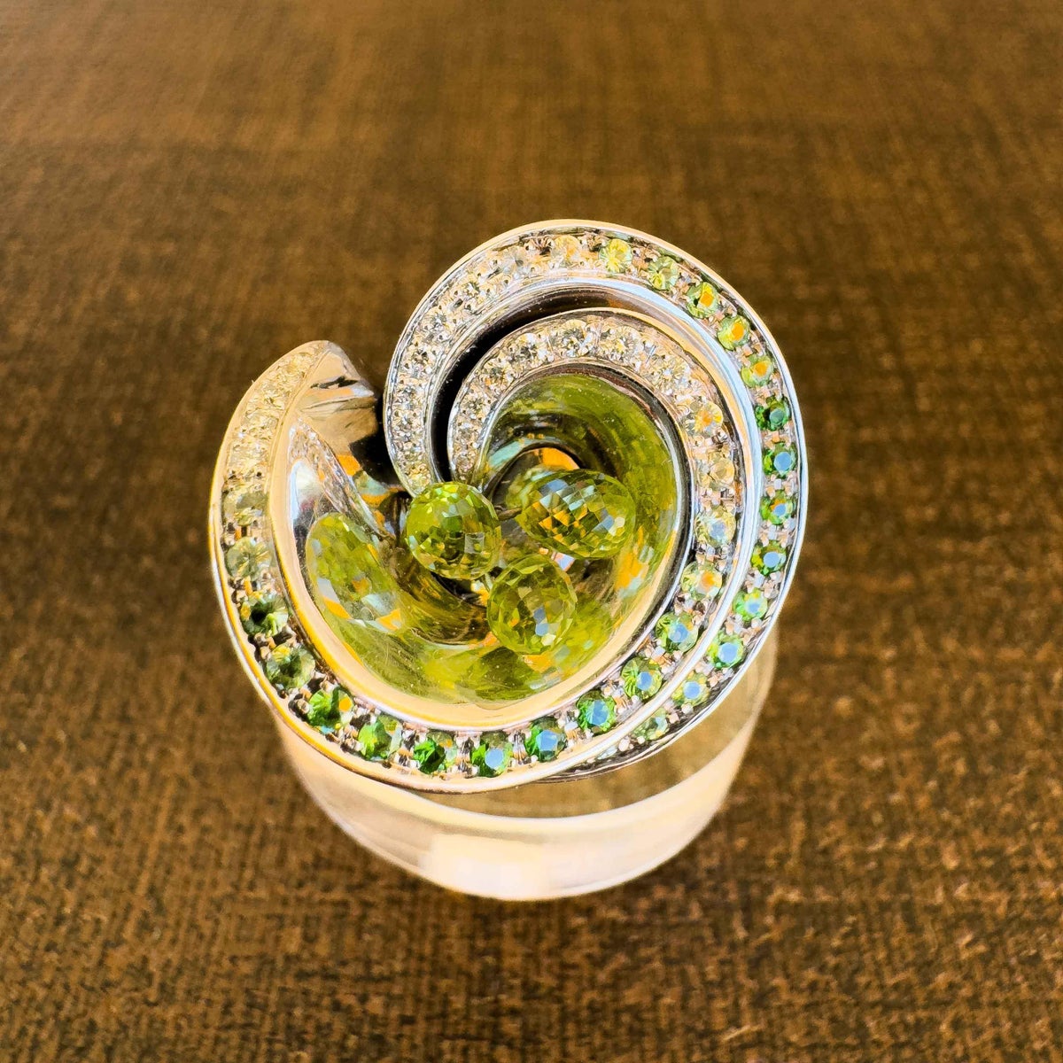 Front angle with the central green briolette