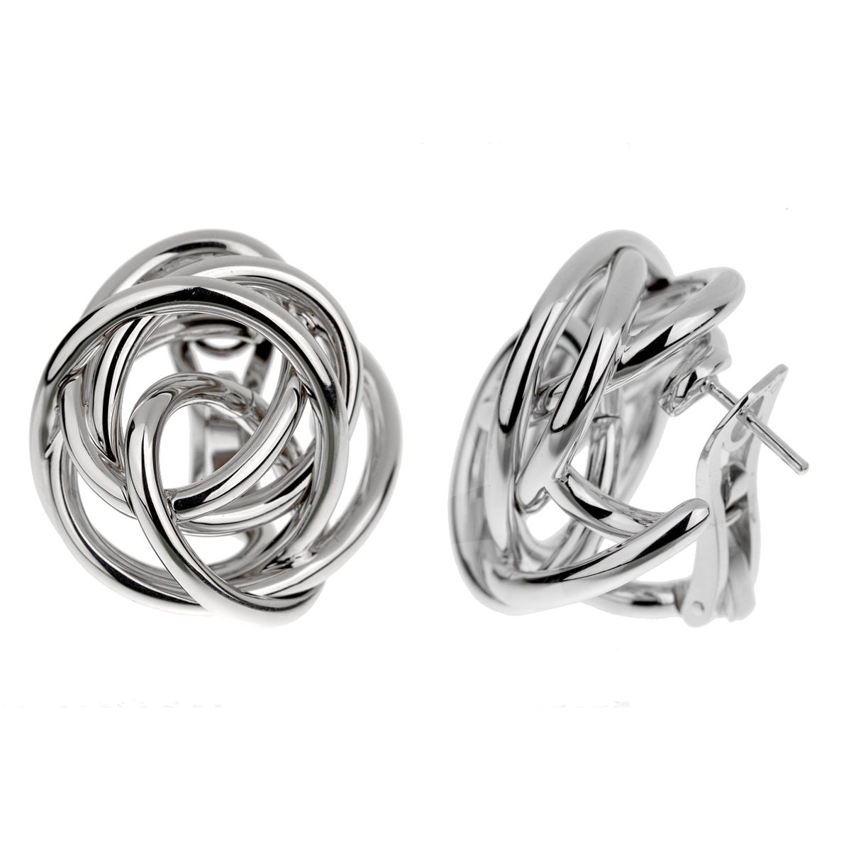 Angled view of the polished woven form