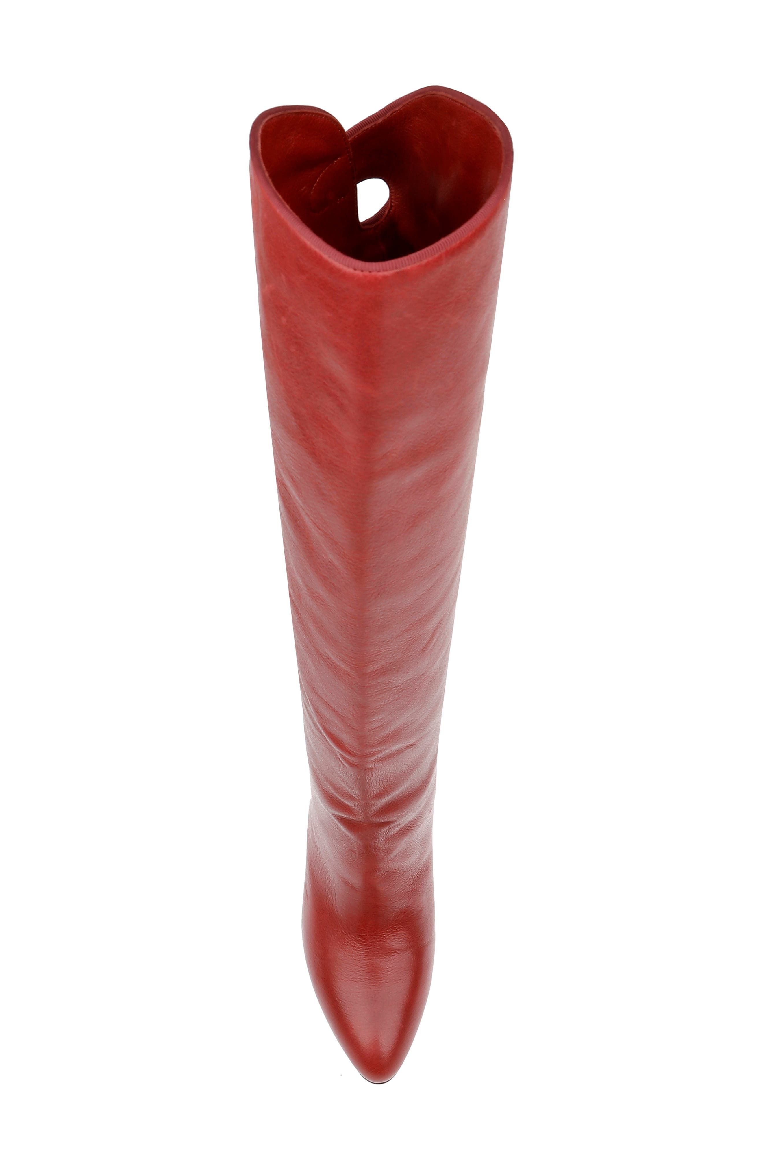 Red Ojai above-knee boot shown from above