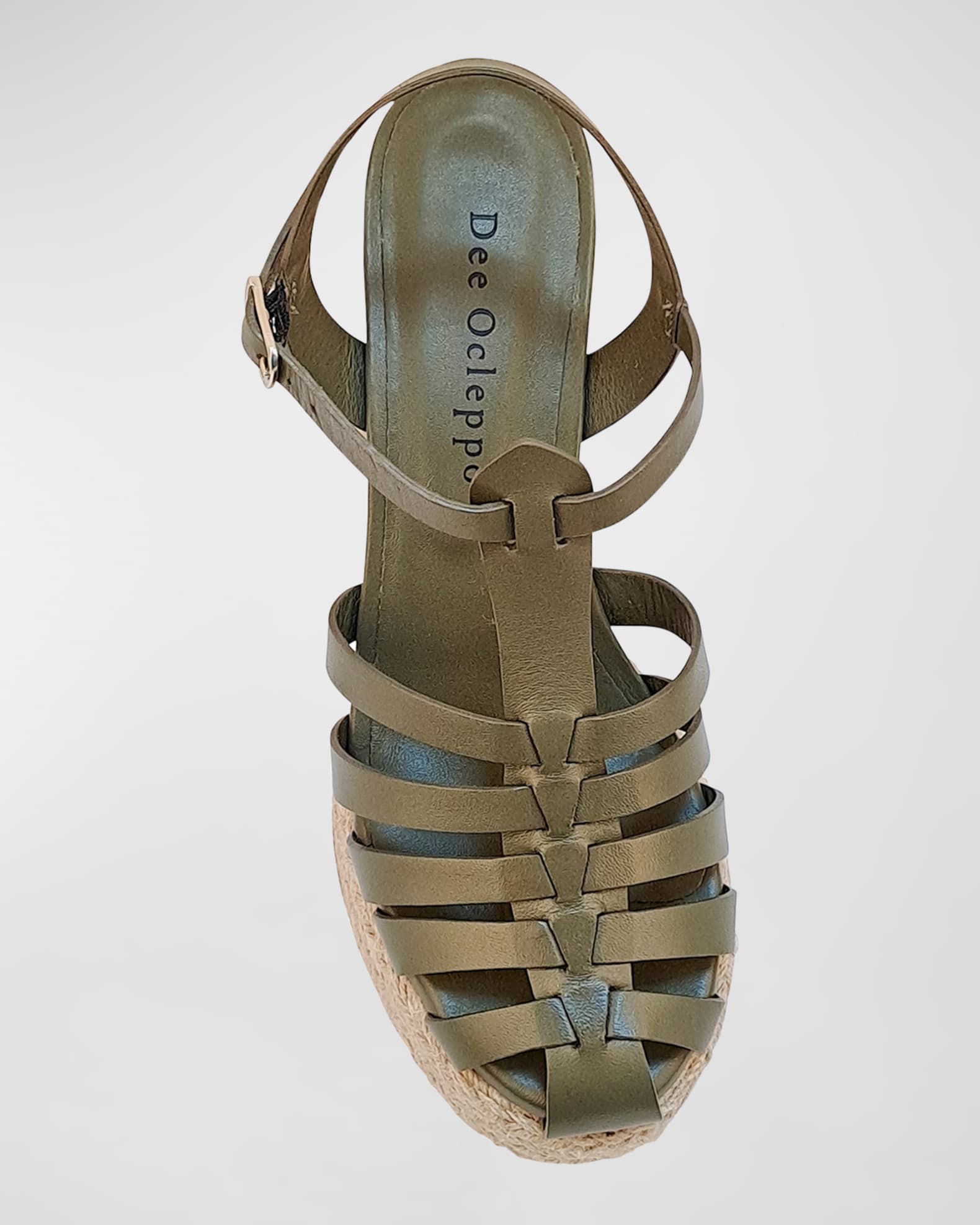 Top view showing the fisherman-style leather straps