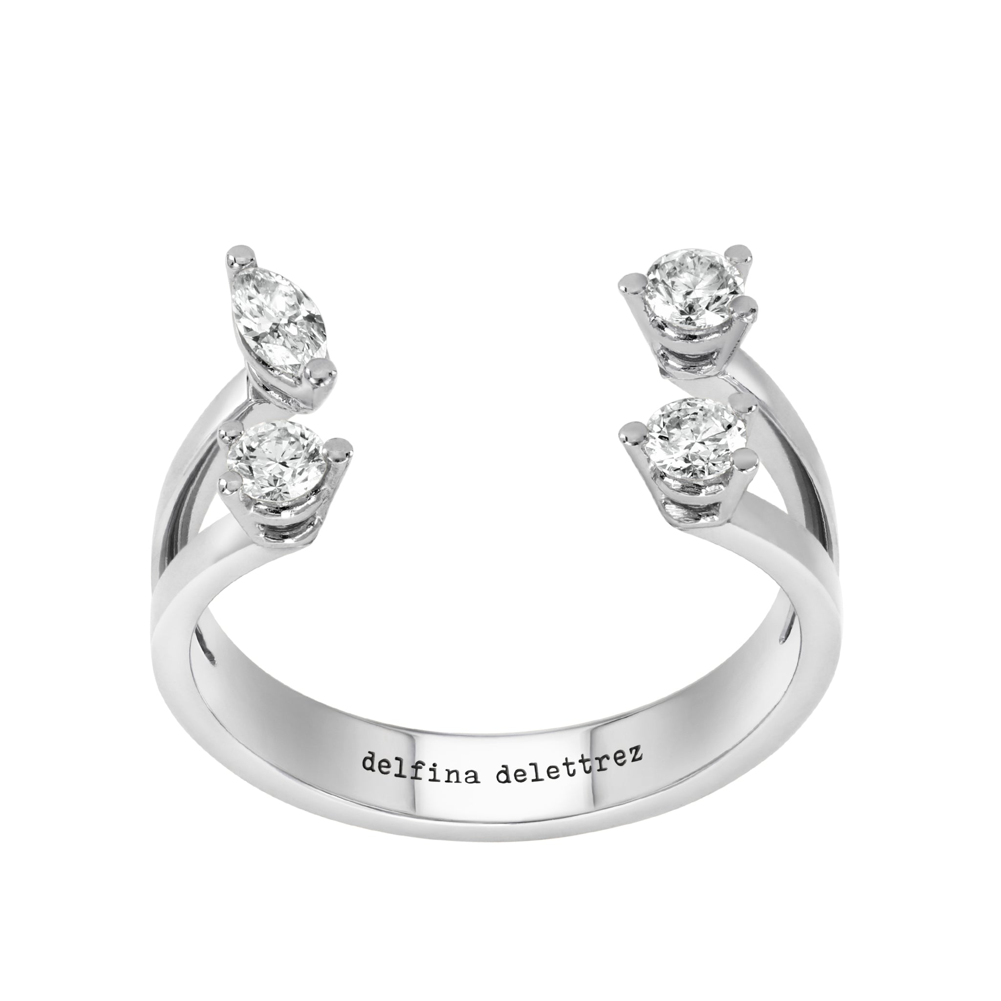 white-gold Dots ring front view
