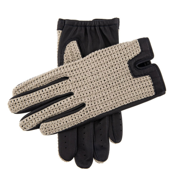 navy crochet-back glove