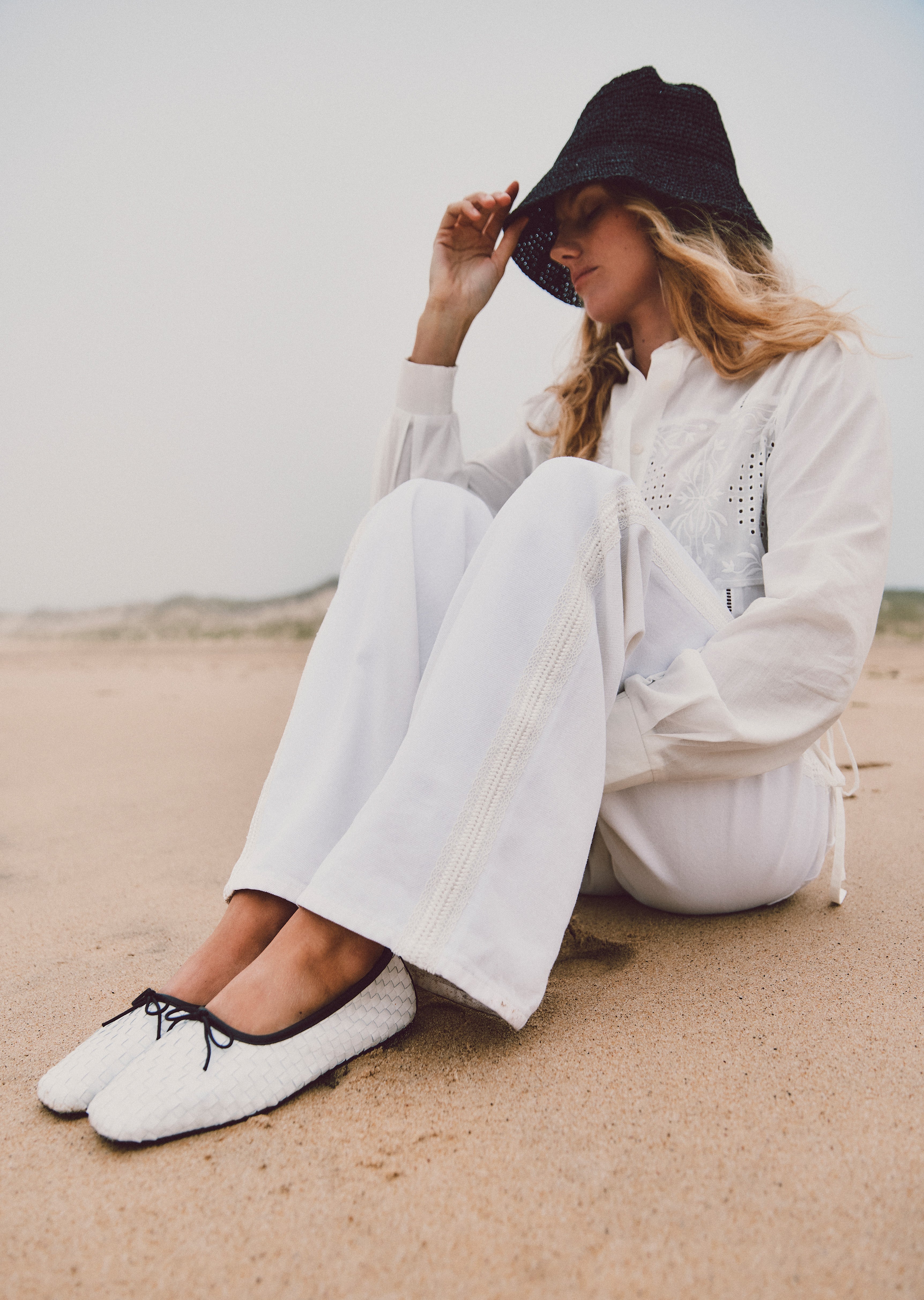 Jada Square Toe Ballet Flat, styled on model