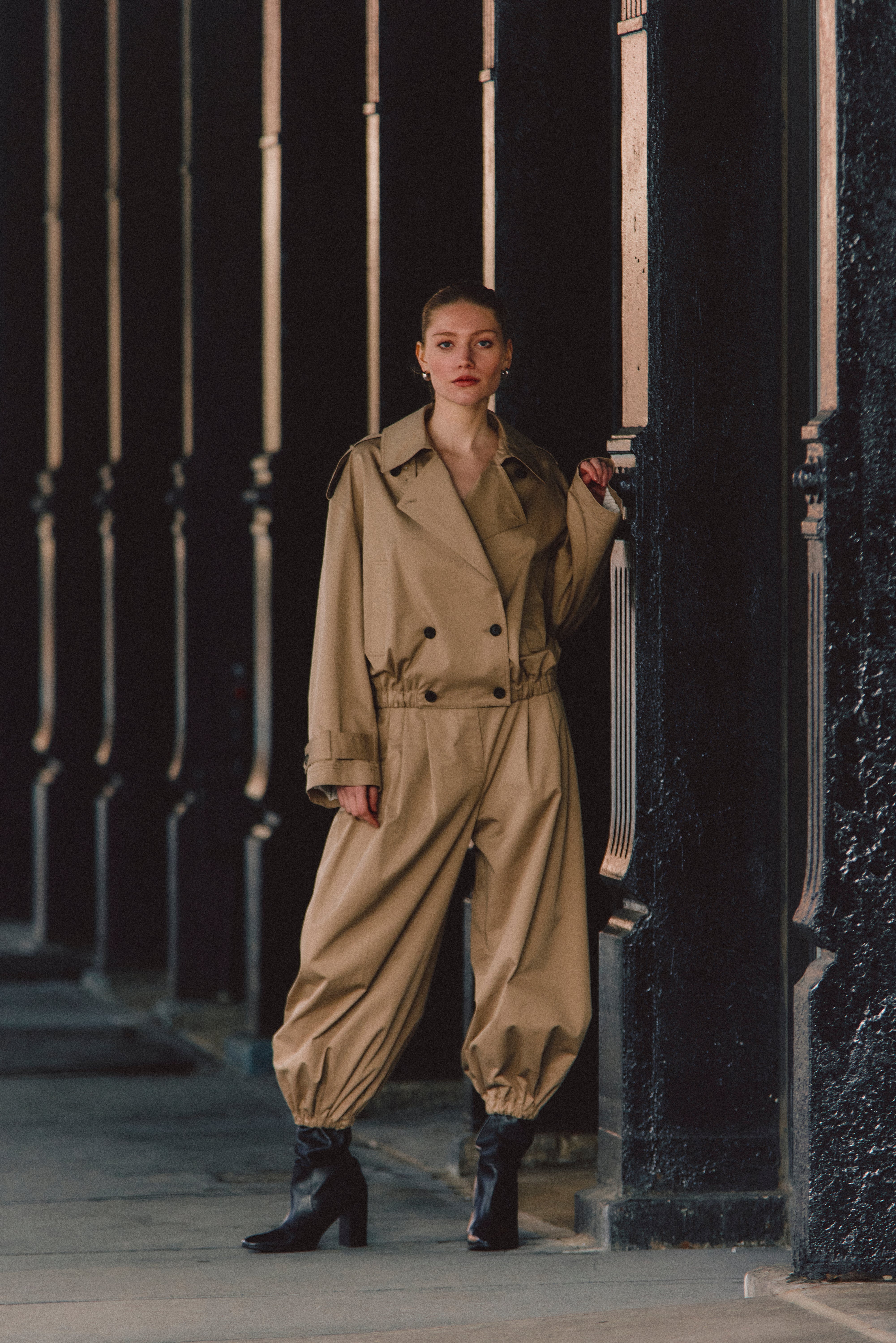 Kendall Pleated Balloon Pant, styled on model
