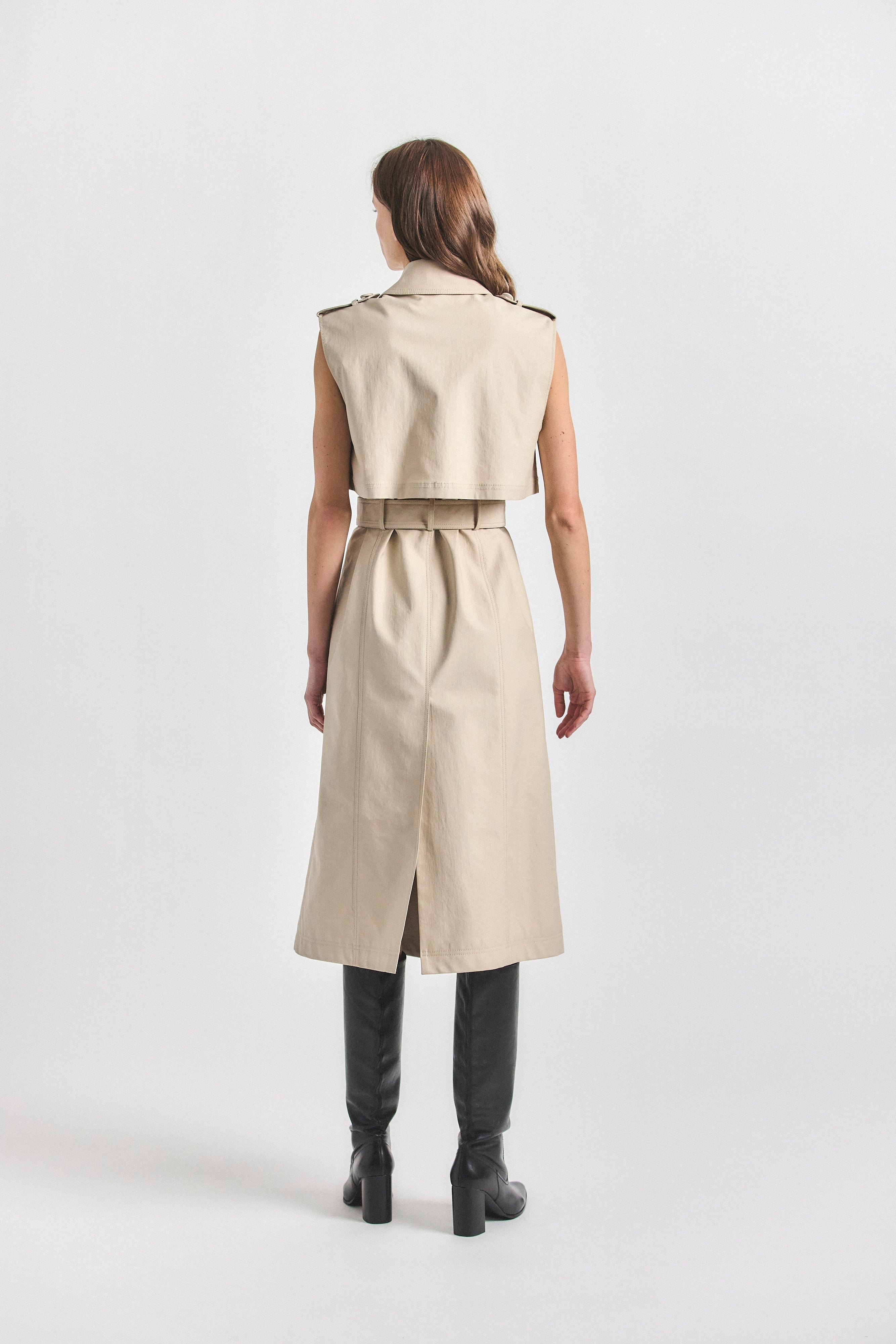 Reign Sleeveless Trench Dress, detail or reverse view