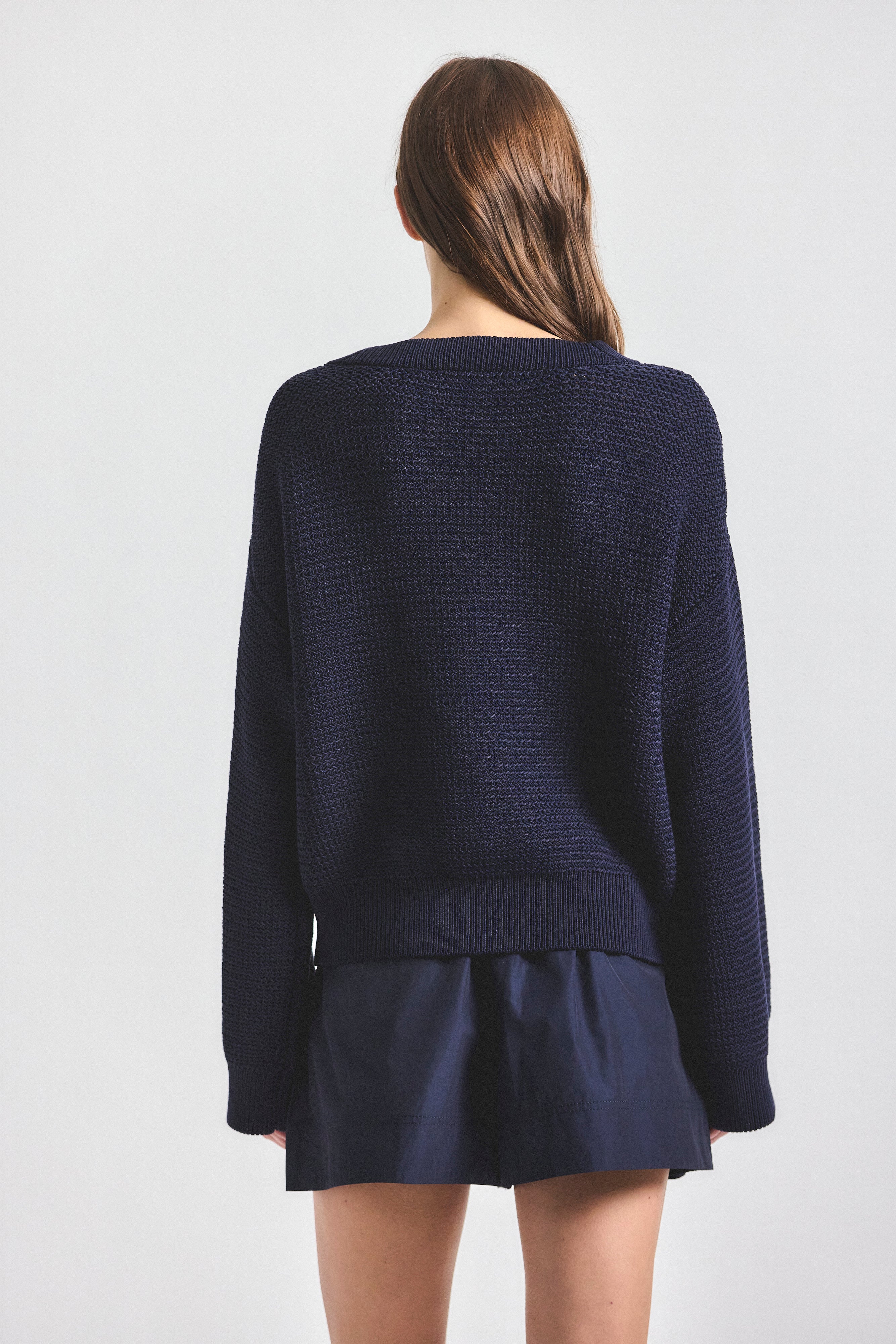 Weston Cropped Cardigan, detail or reverse view