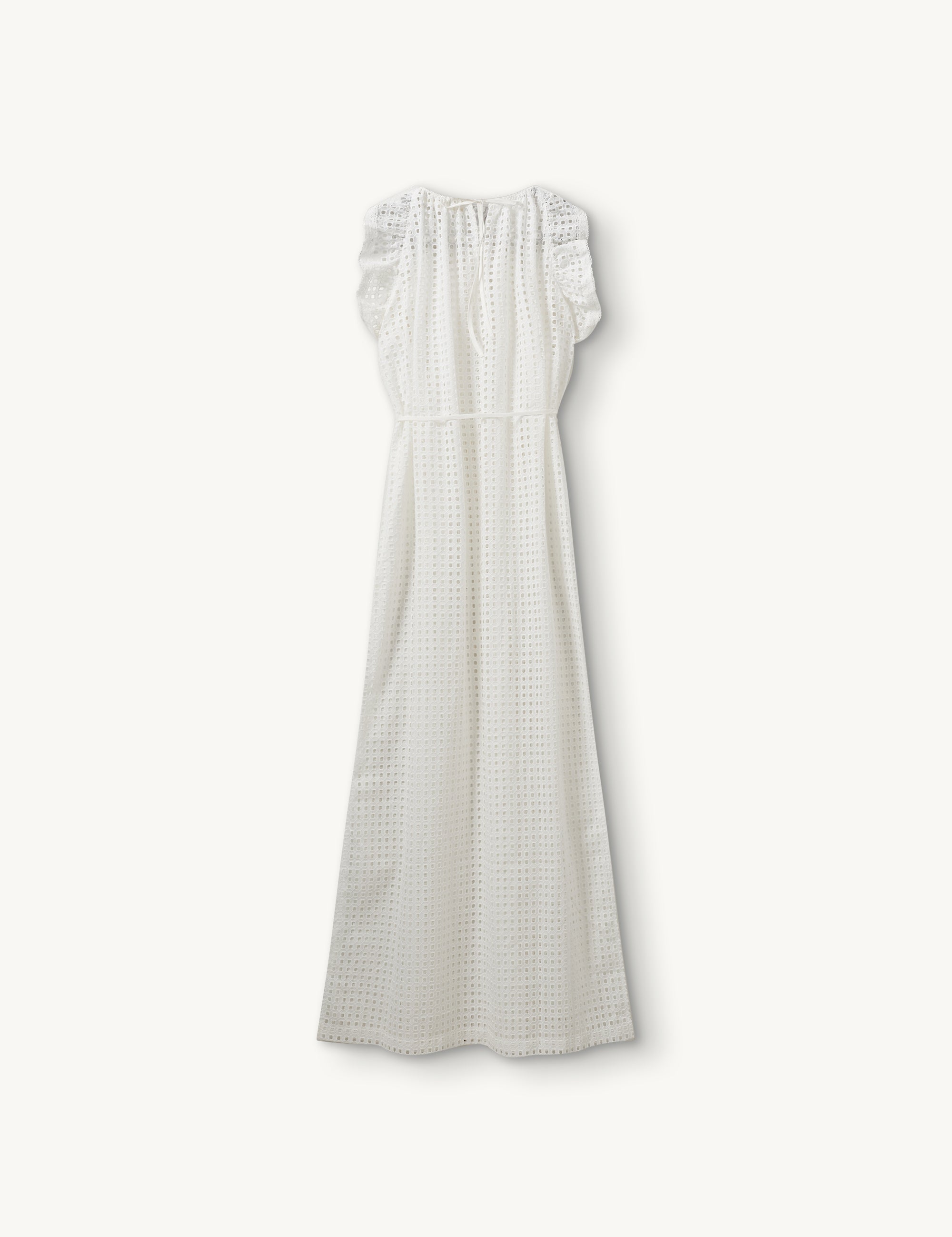 Hanger view of the cream dress