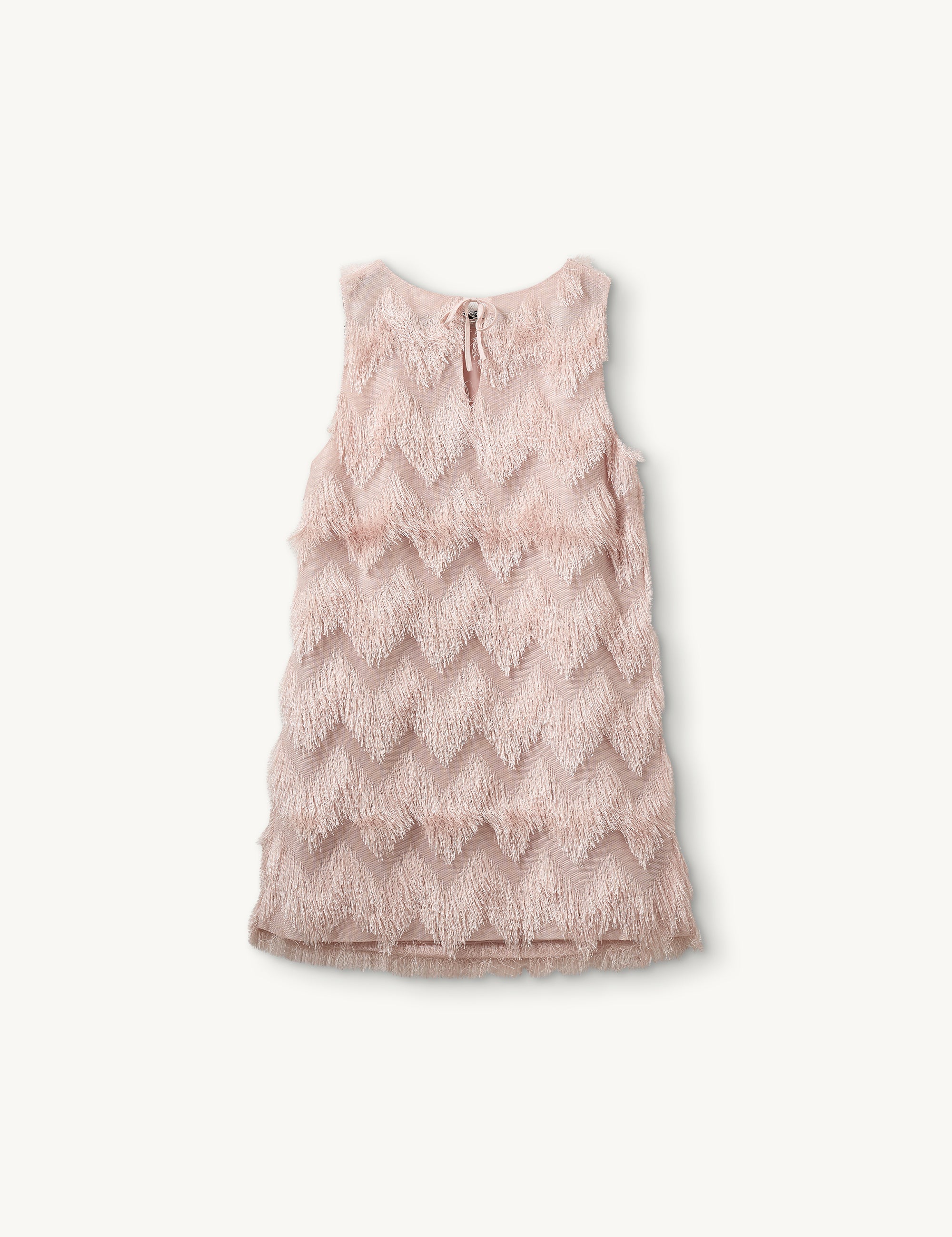 Hanger view showing the sleeveless shape