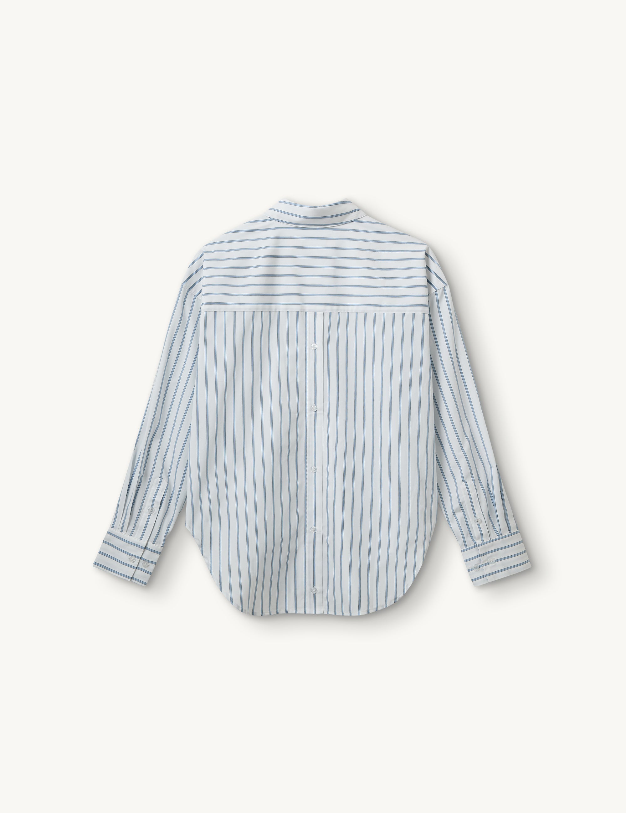 Hanger view of the striped shirt