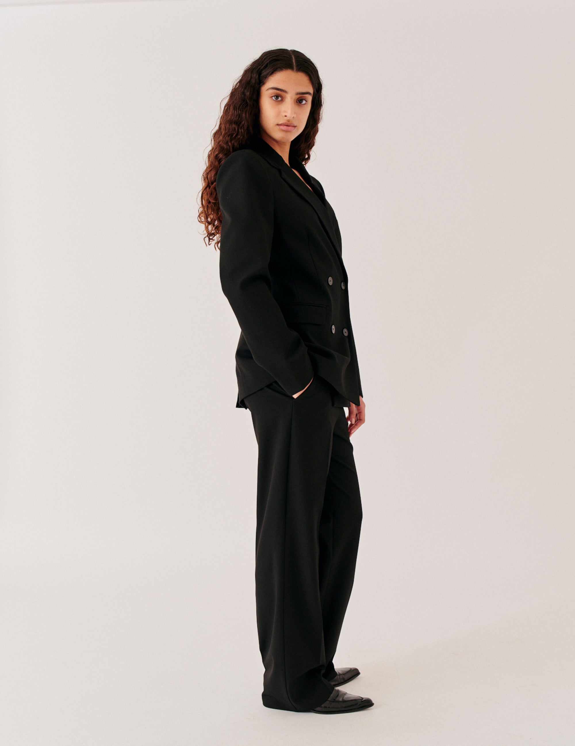 Scott Blazer styled with relaxed trousers