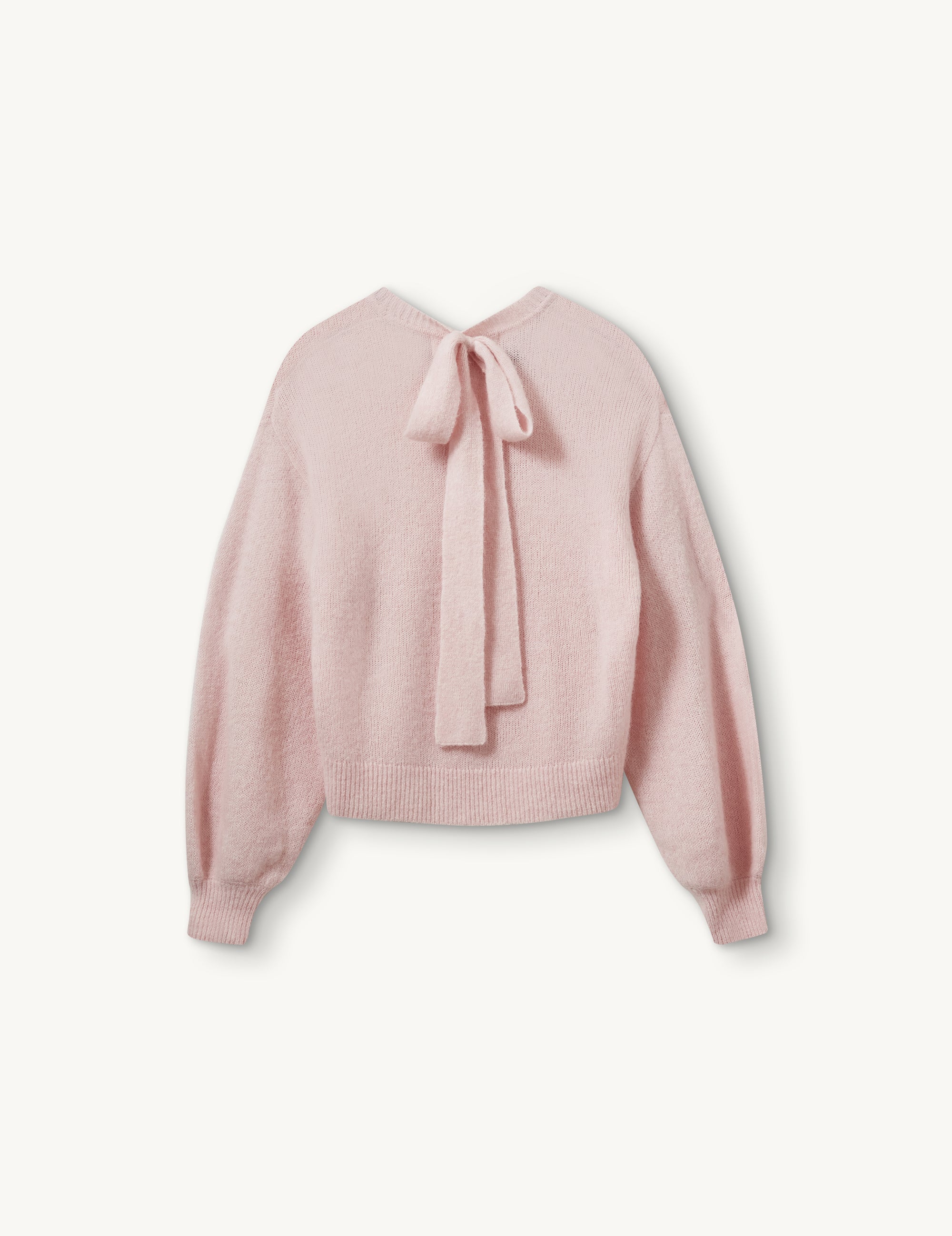 Hanger view of the round neckline