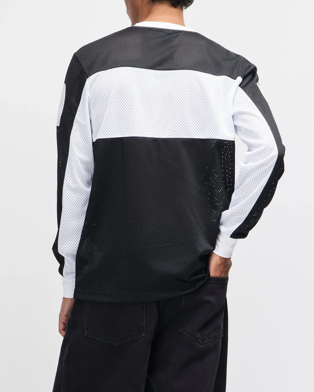 Flat product view of panelled jersey