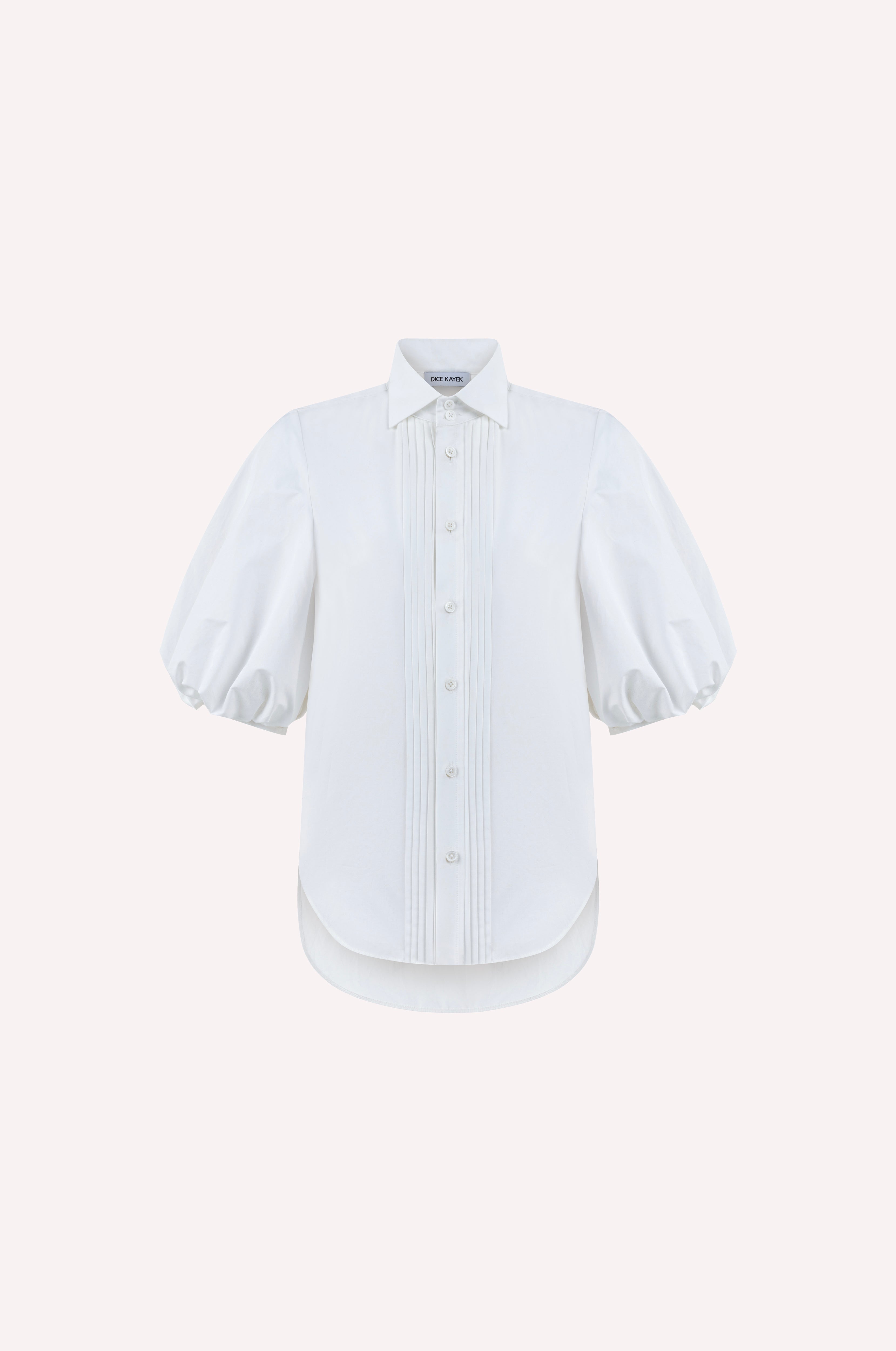 Cotton Poplin Shirt with Structured High Collar