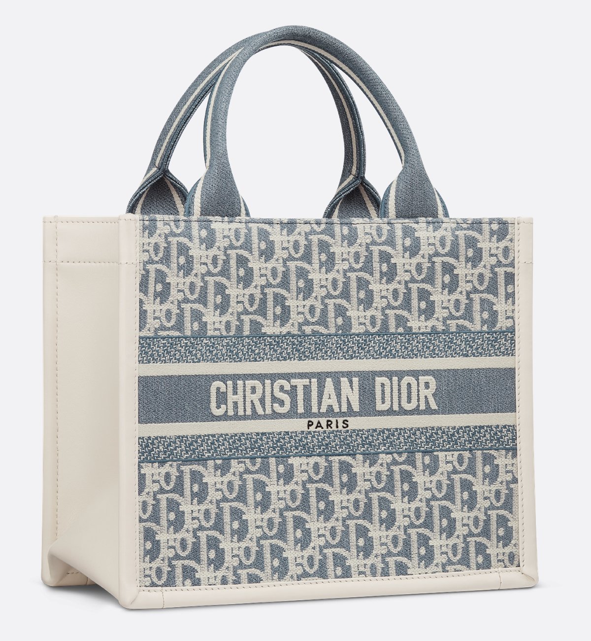 Small in blue chambray Oblique with the 'CHRISTIAN DIOR PARIS' signature